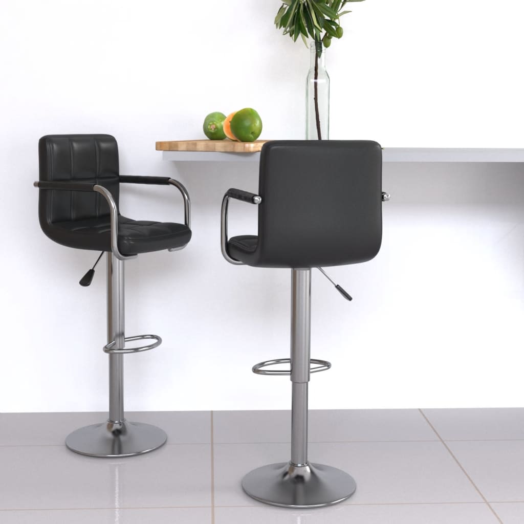 Barhocker 2 Stk. Schwarz Kunstleder Barhocker 2 Stk. Schwarz Kunstleder