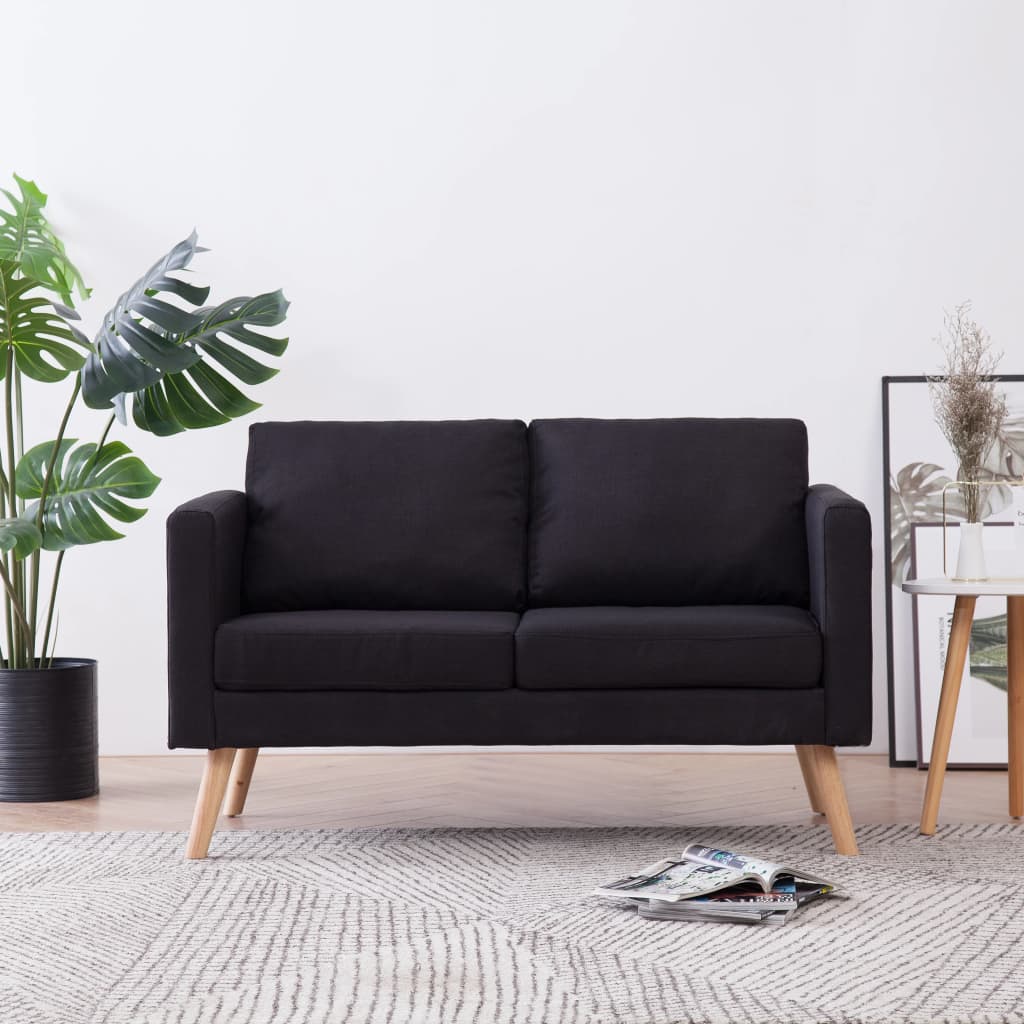 2-Sitzer-Sofa Stoff Schwarz 2-Sitzer-Sofa Stoff Schwarz