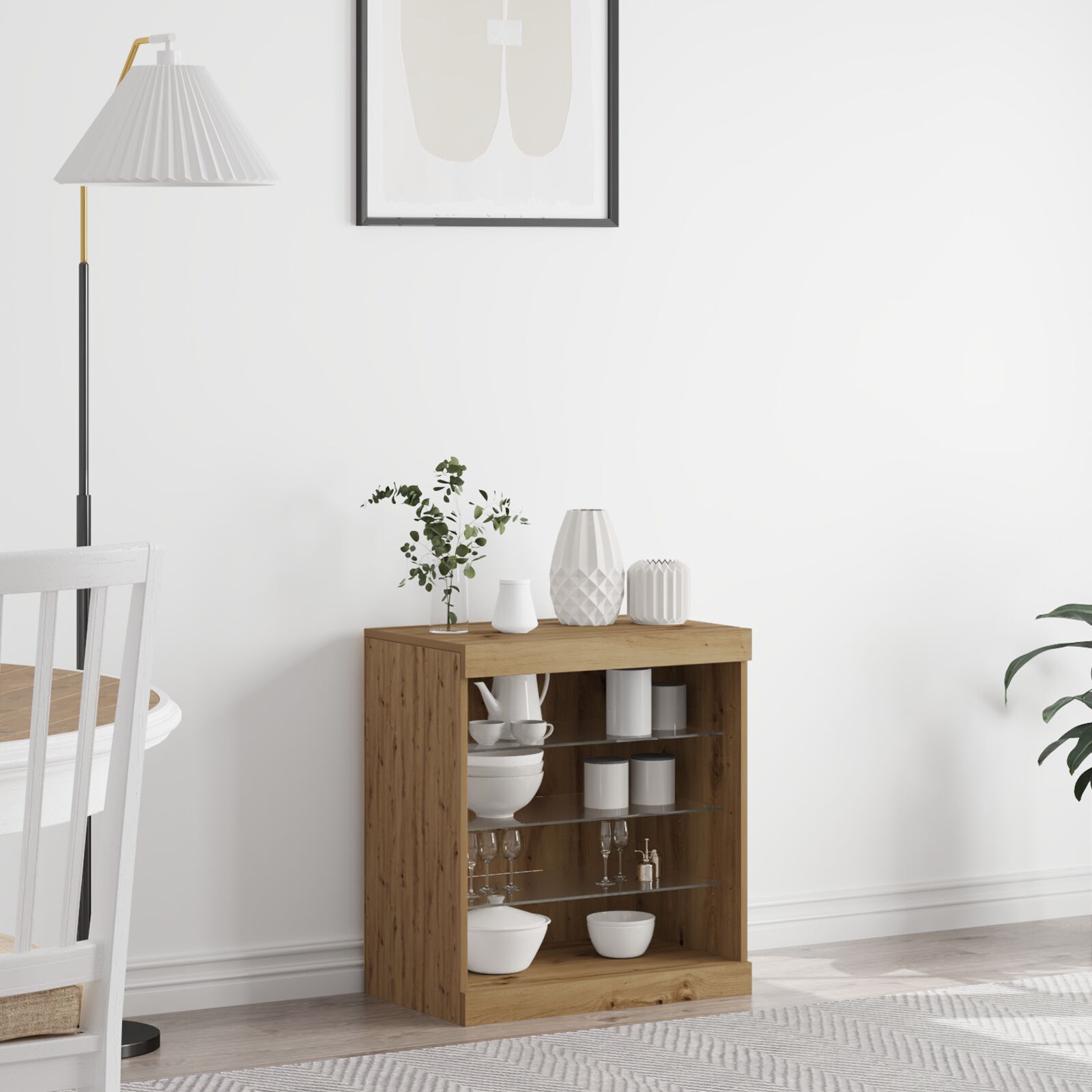 vidaXL Sideboard mit LED-Lichtern Artisan Eiche 60,5x37x67 cm