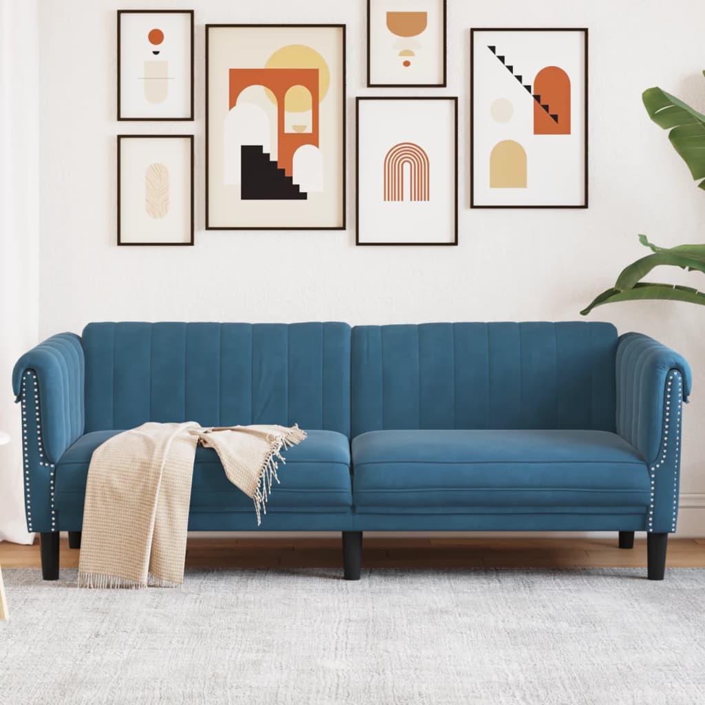 Sofa 3-Sitzer Blau Samt Sofa 3-Sitzer Blau Samt