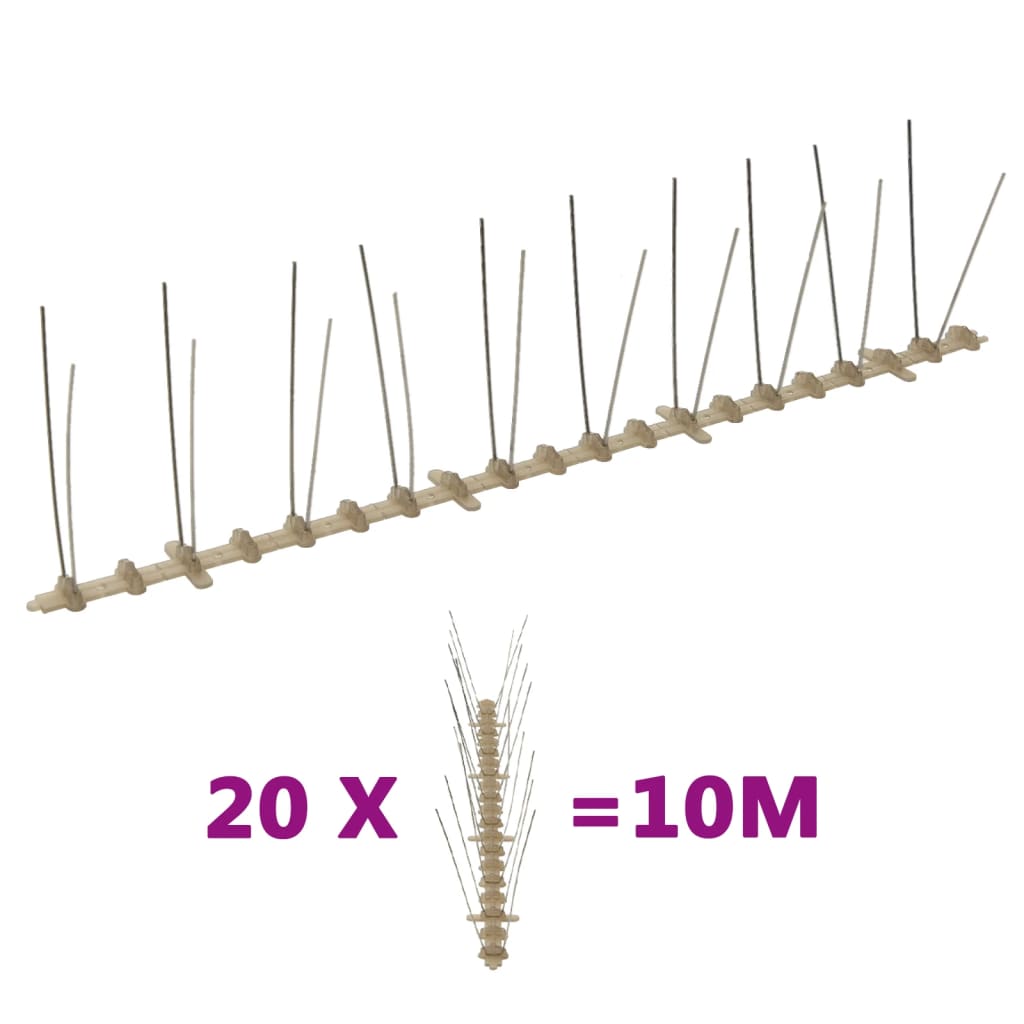 vidaXL 20-tlg. Vogelabwehr-Spikes-Set 10 m Kunststoff 2-reihig vidaXL 20-tlg. Vogelabwehr-Spikes-Set 10 m Kunststoff 2-reihig