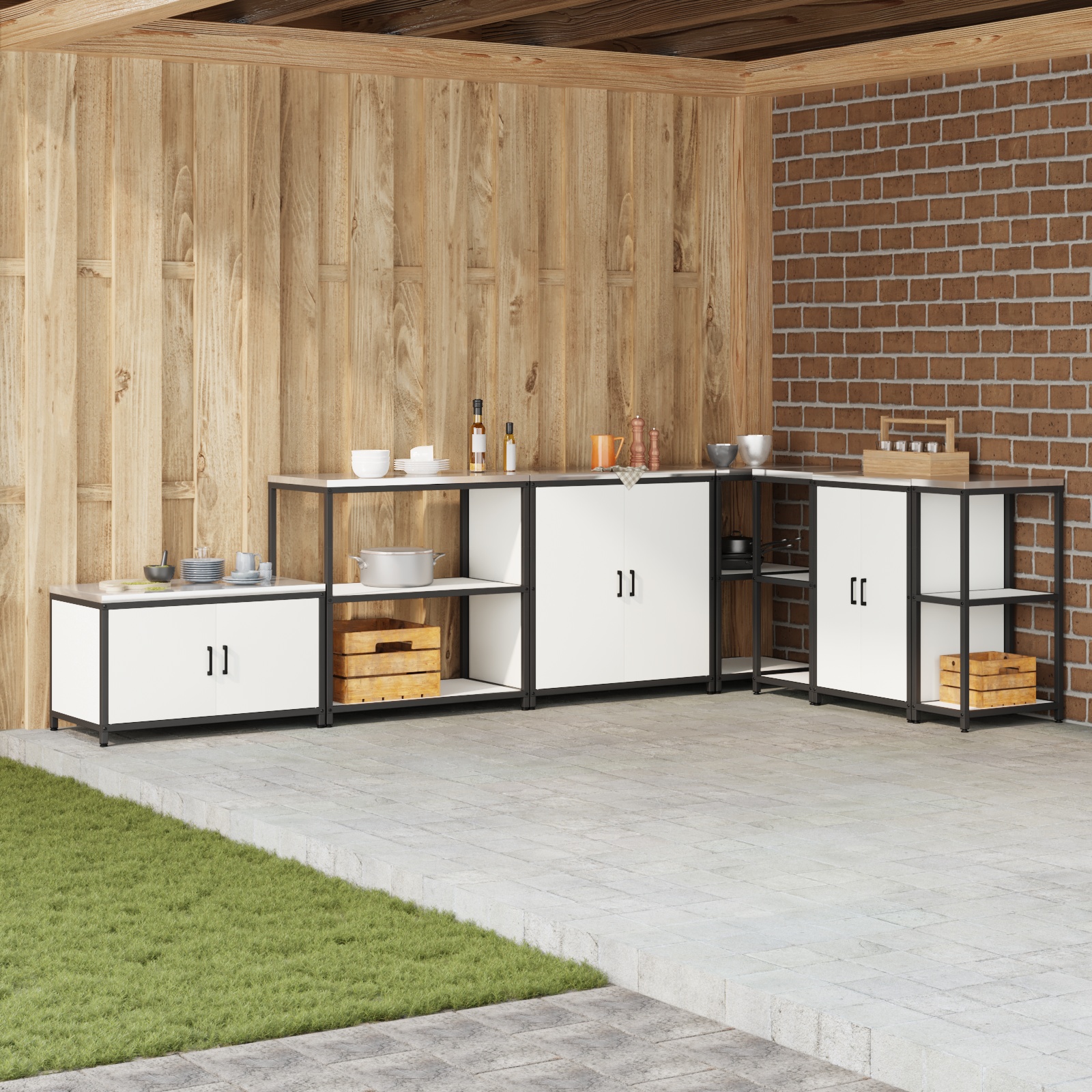 Küchenlageregal mit Regal mit Speicher Weiß 60 x 50 x 92 cm Stahl Küchenlageregal mit Regal mit Speicher Weiß 60 x 50 x 92 cm Stahl
