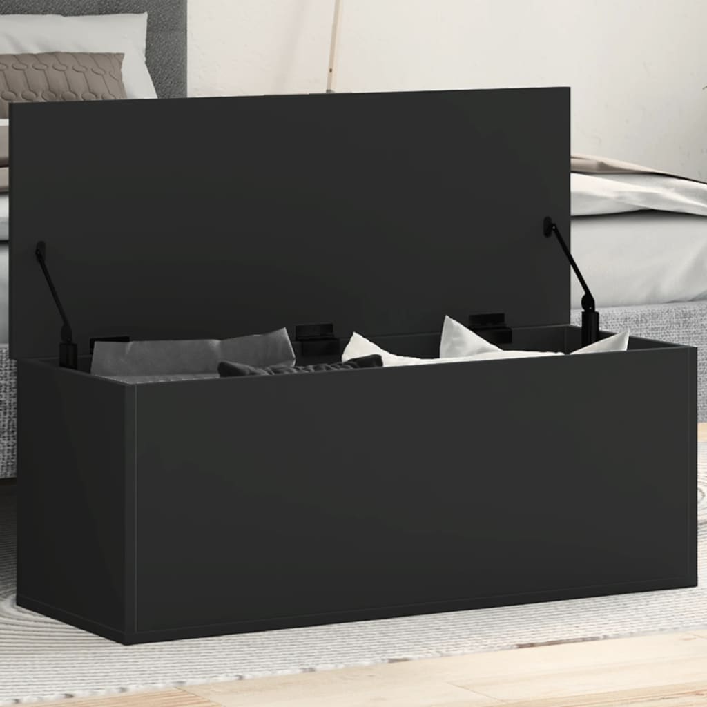 Truhe Schwarz 90x35x35 cm Holzwerkstoff Truhe Schwarz 90x35x35 cm Holzwerkstoff