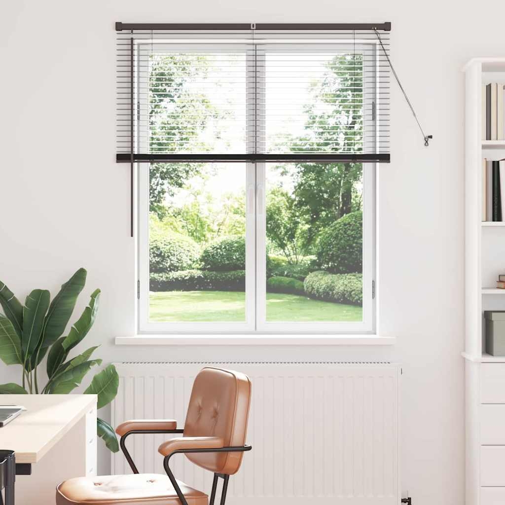 Fenster Jalousie mit Vorhängen Sonstiges Schwarz 110 x 130 cm Aluminium