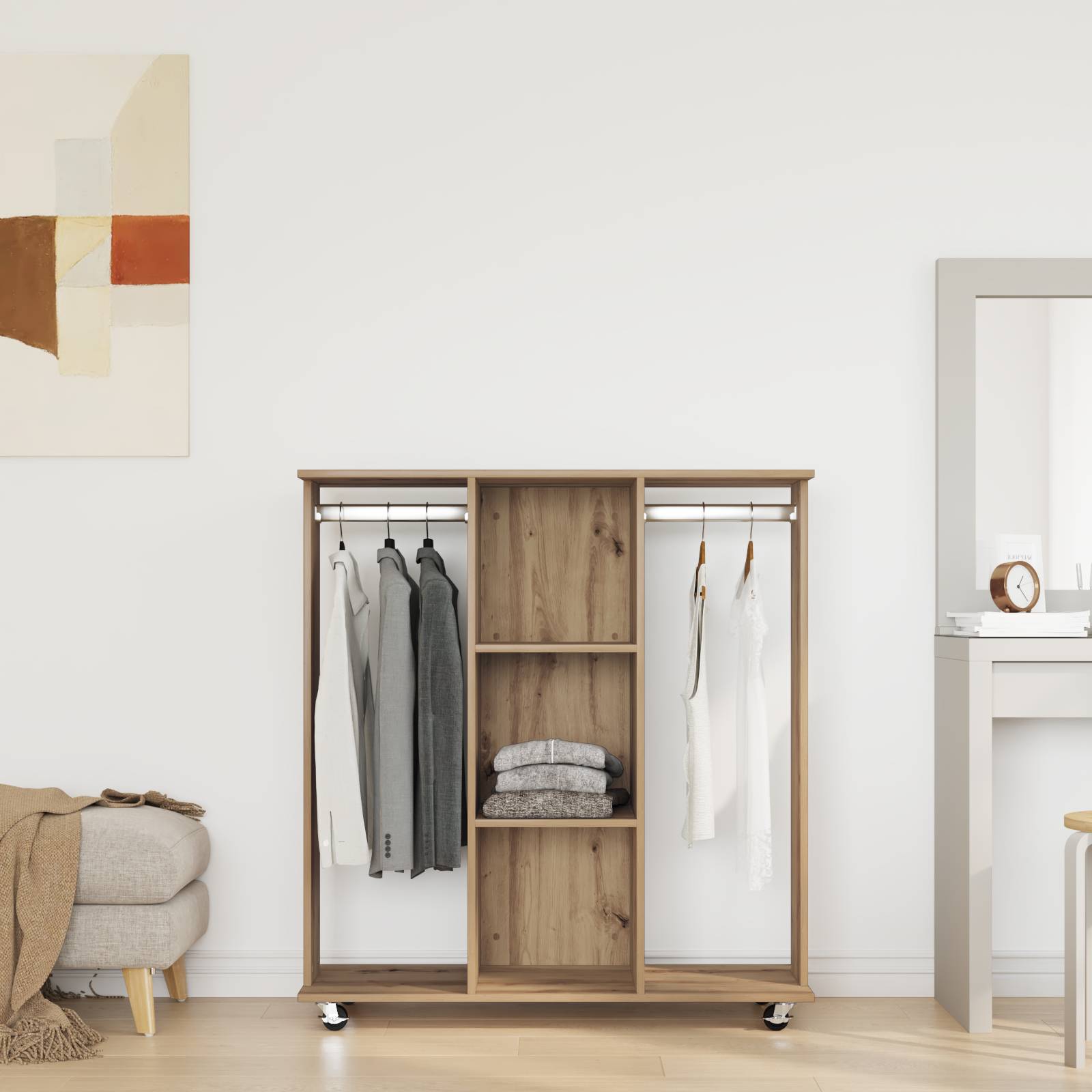 Kleiderschrank mit Rollen Artisan Eiche 102x38x110 cm Holzwerkstoff Kleiderschrank mit Rollen Artisan Eiche 102x38x110 cm Holzwerkstoff