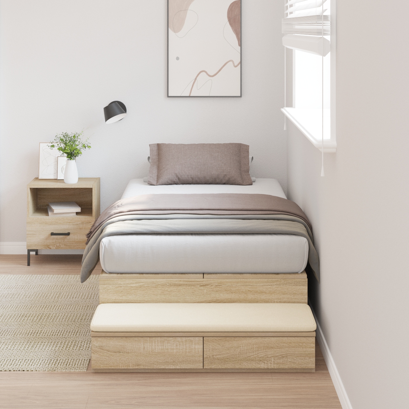 Stauraum Bettgestell Sonoma Eiche 90x200 cm