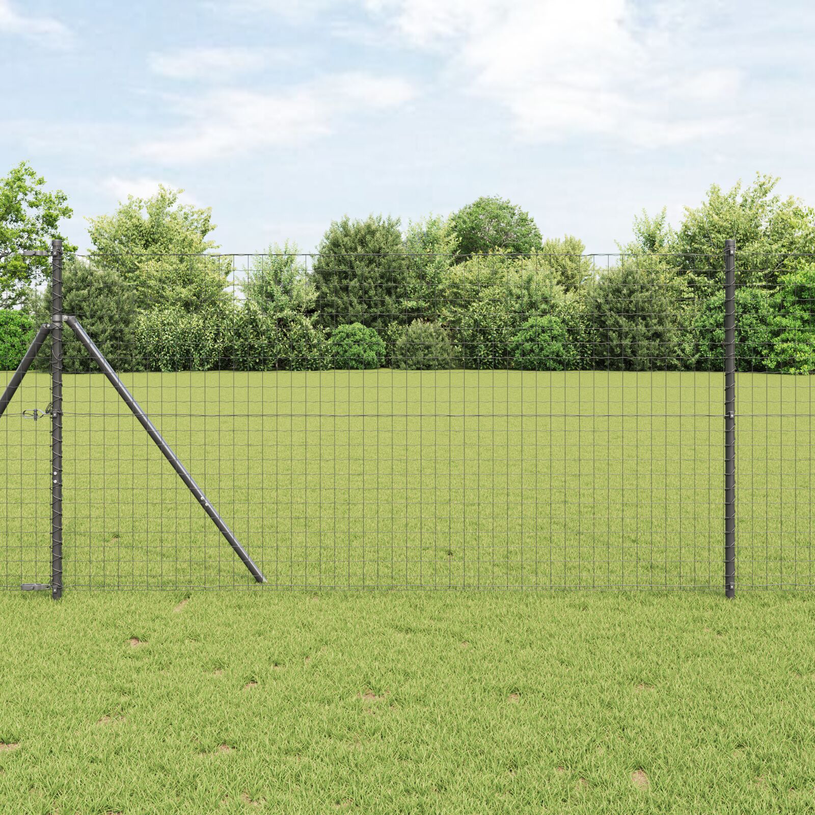 vidaXL Zaunpfähle 52 Stück Grau Ø32 mm 190 cm Galvanisiertes Stahl