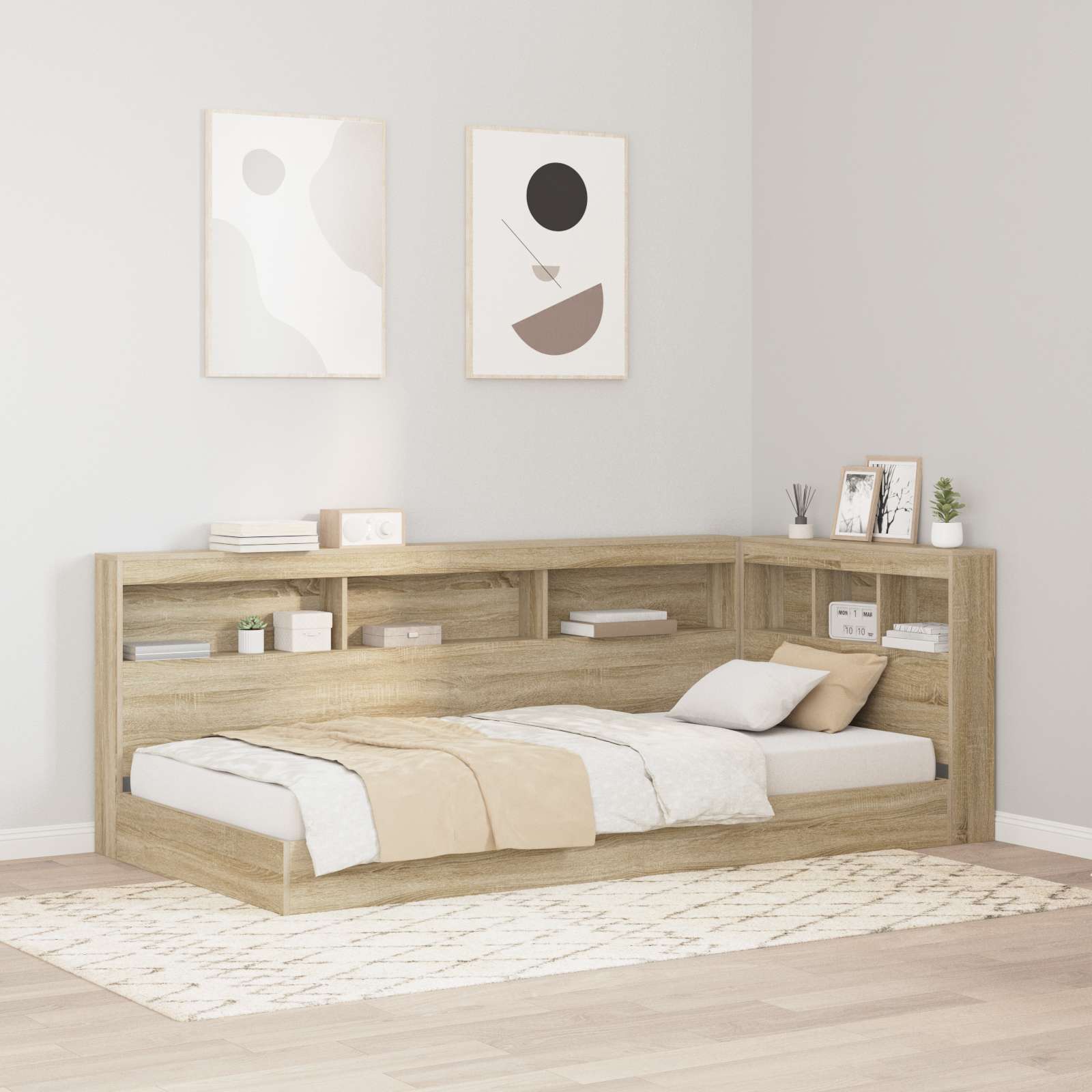 Bücherregal-Bett Sonoma Eiche 90x190 cm Spanplatte Bücherregal-Bett Sonoma Eiche 90x190 cm Spanplatte