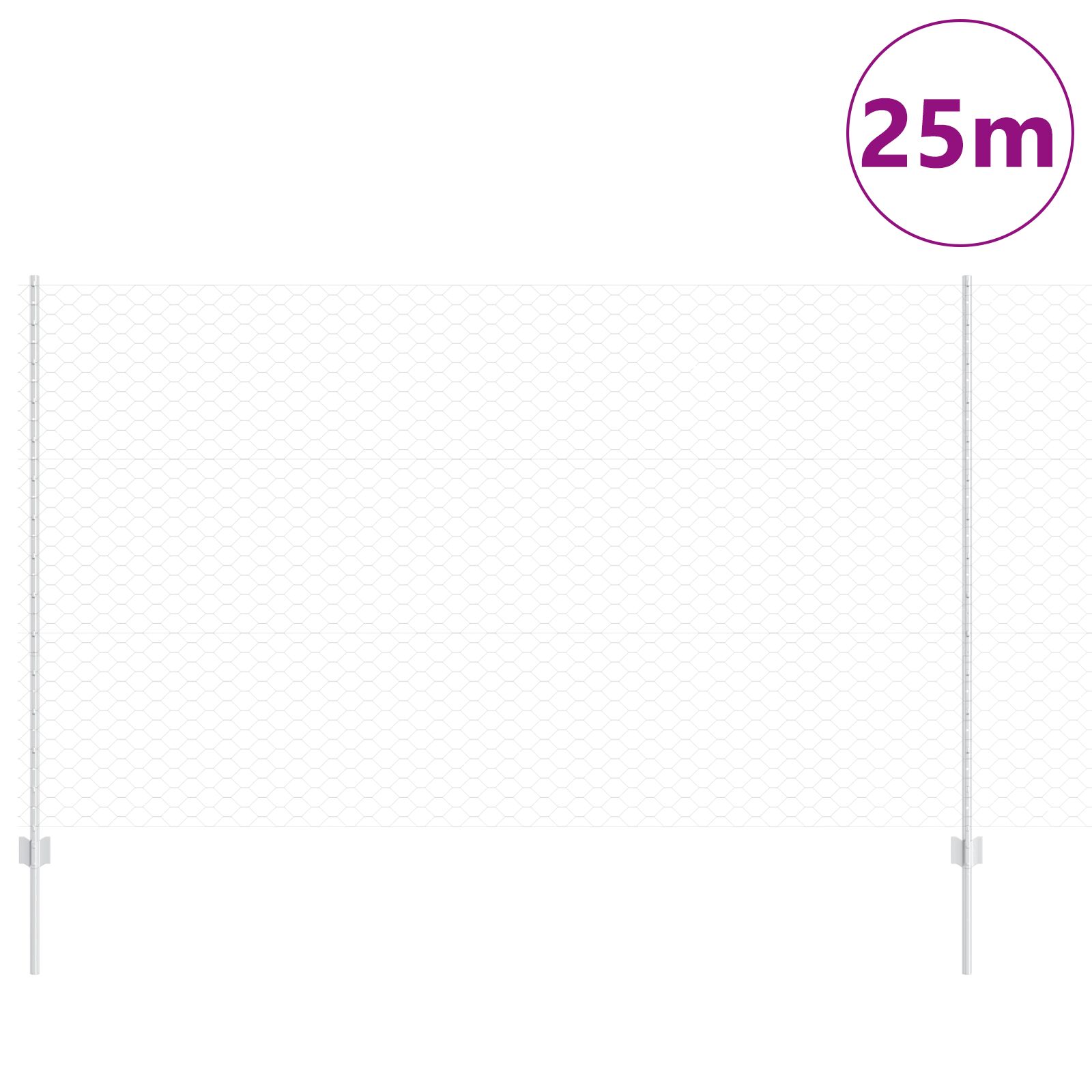 Zaunpfosten 22 Stück U-Kanal 140 cm Verzinkter Stahl, Sechseckzaun 1,4x25 m Verzinkter Stahl