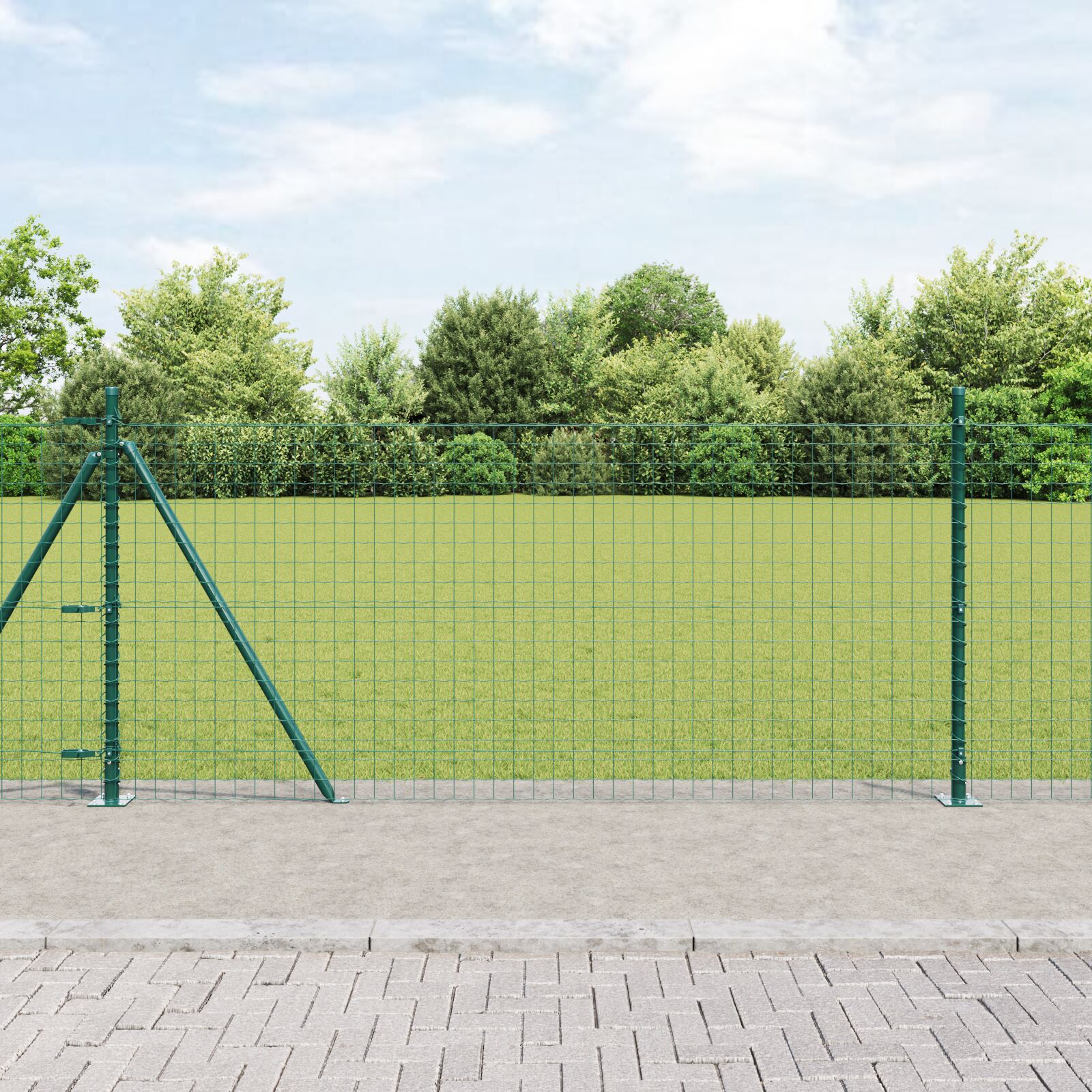 vidaXL Zaunpfosten Set von 52 Grün Pulverbeschichteter Stahl