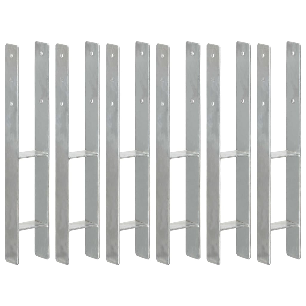 Pfostenträger 6 Stk. Silbern 9×6×60 cm Verzinkter Stahl Pfostenträger 6 Stk. Silbern 9×6×60 cm Verzinkter Stahl