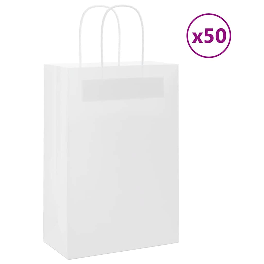 Papiertragetaschen 50 Stk. mit Henkeln Weiß 21x11x31 cm Papiertragetaschen 50 Stk. mit Henkeln Weiß 21x11x31 cm