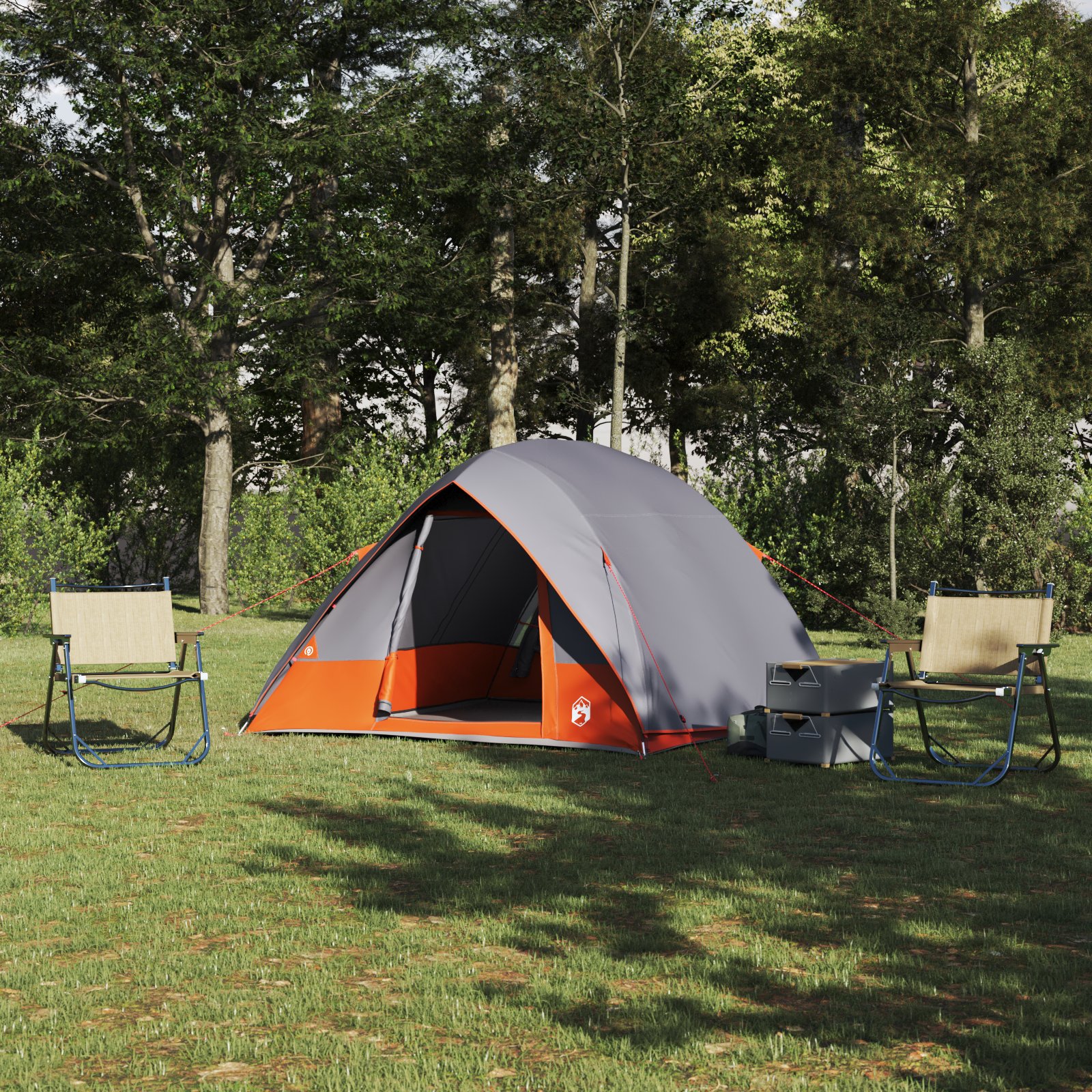 Zelt Grau und Orange 275 x 230 x 140 cm