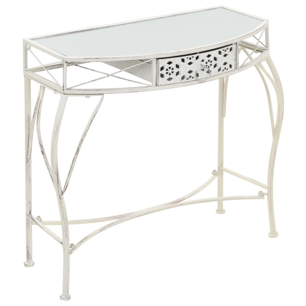 Beistelltisch Französischer Stil Metall 82x39x76 cm Weiß Beistelltisch Französischer Stil Metall 82x39x76 cm Weiß