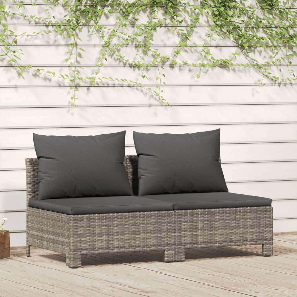 Gartensofa 2-Sitzer mit Kissen Grau Poly Rattan Gartensofa 2-Sitzer mit Kissen Grau Poly Rattan