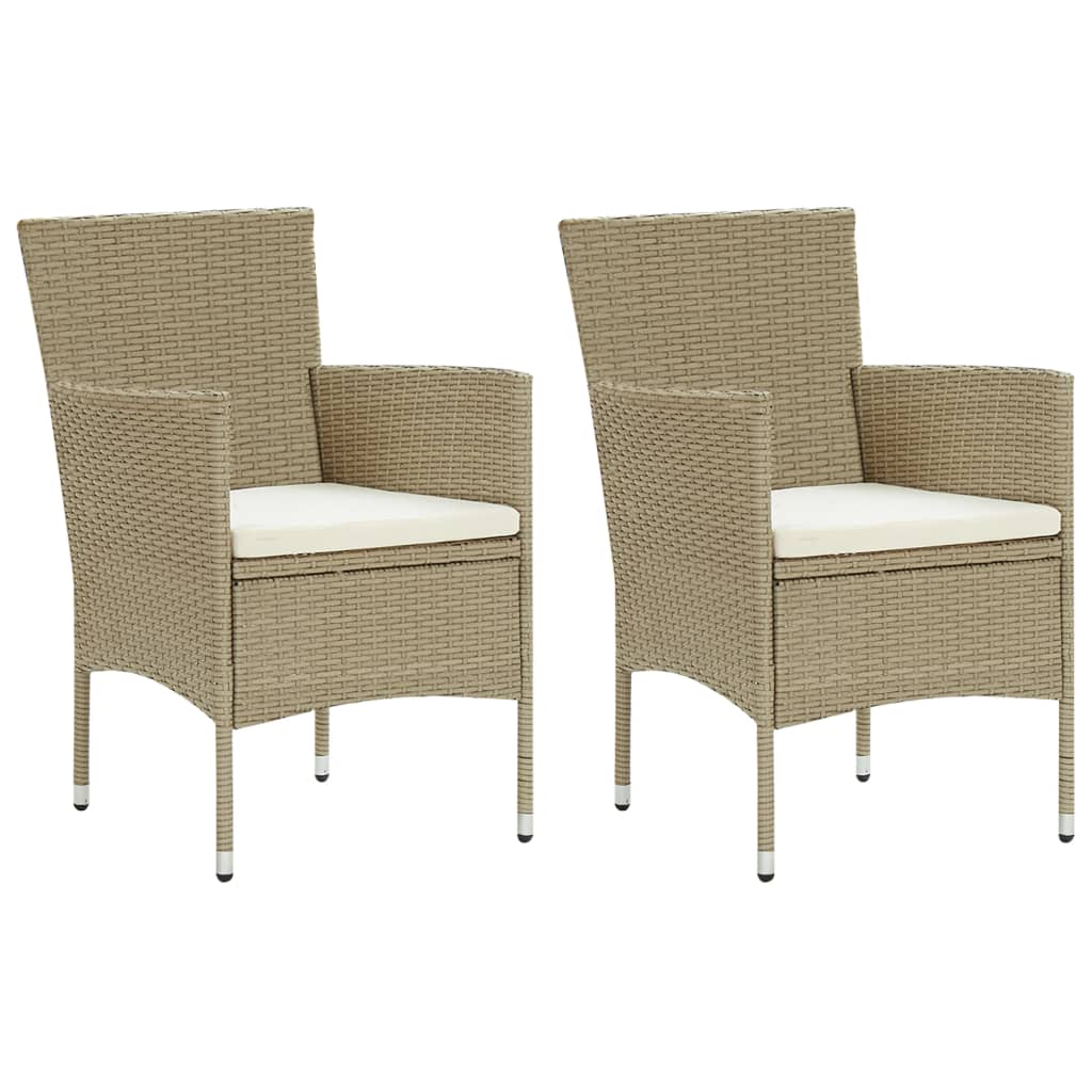 Garten-Essstühle 2 Stk. Poly Rattan Beige Garten-Essstühle 2 Stk. Poly Rattan Beige