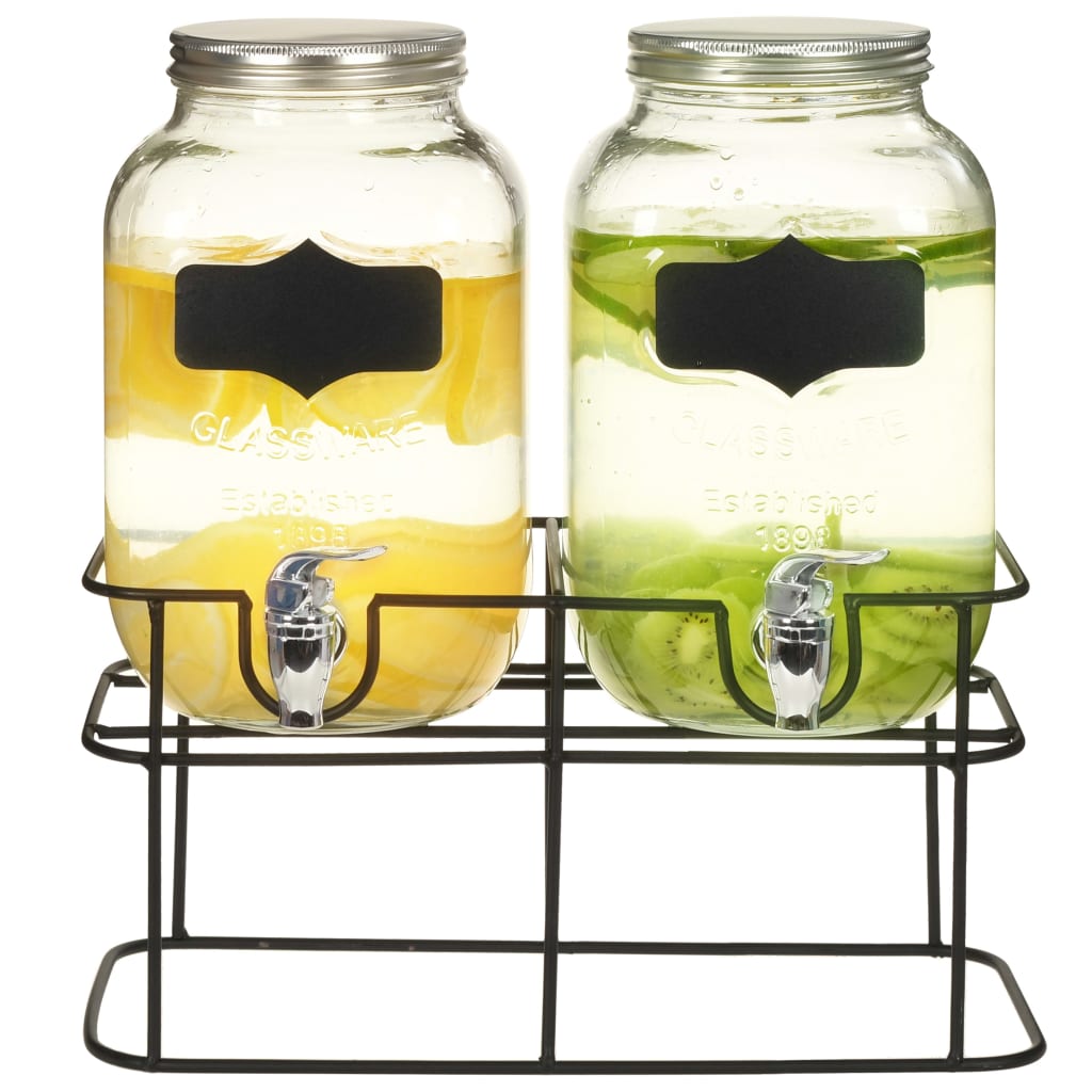 Getränkespender 2 Stk. mit Ständer 2 x 4 L Glas Getränkespender 2 Stk. mit Ständer 2 x 4 L Glas