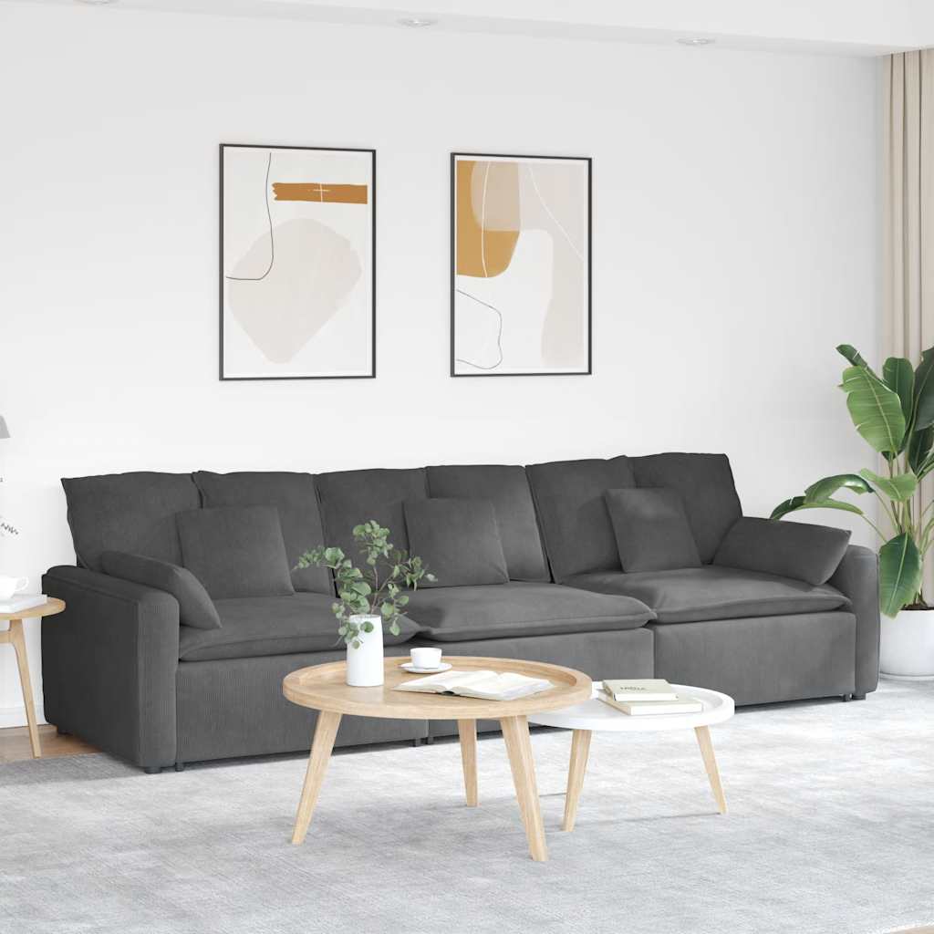 Modulares Sofa mit Kissen Dunkelgrau Modulares Sofa mit Kissen Dunkelgrau