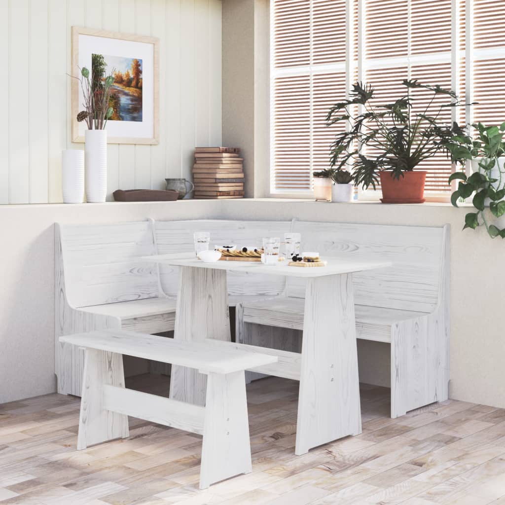 Eckbank 151 cm Weiß Massivholz Kiefer Eckbank 151 cm Weiß Massivholz Kiefer