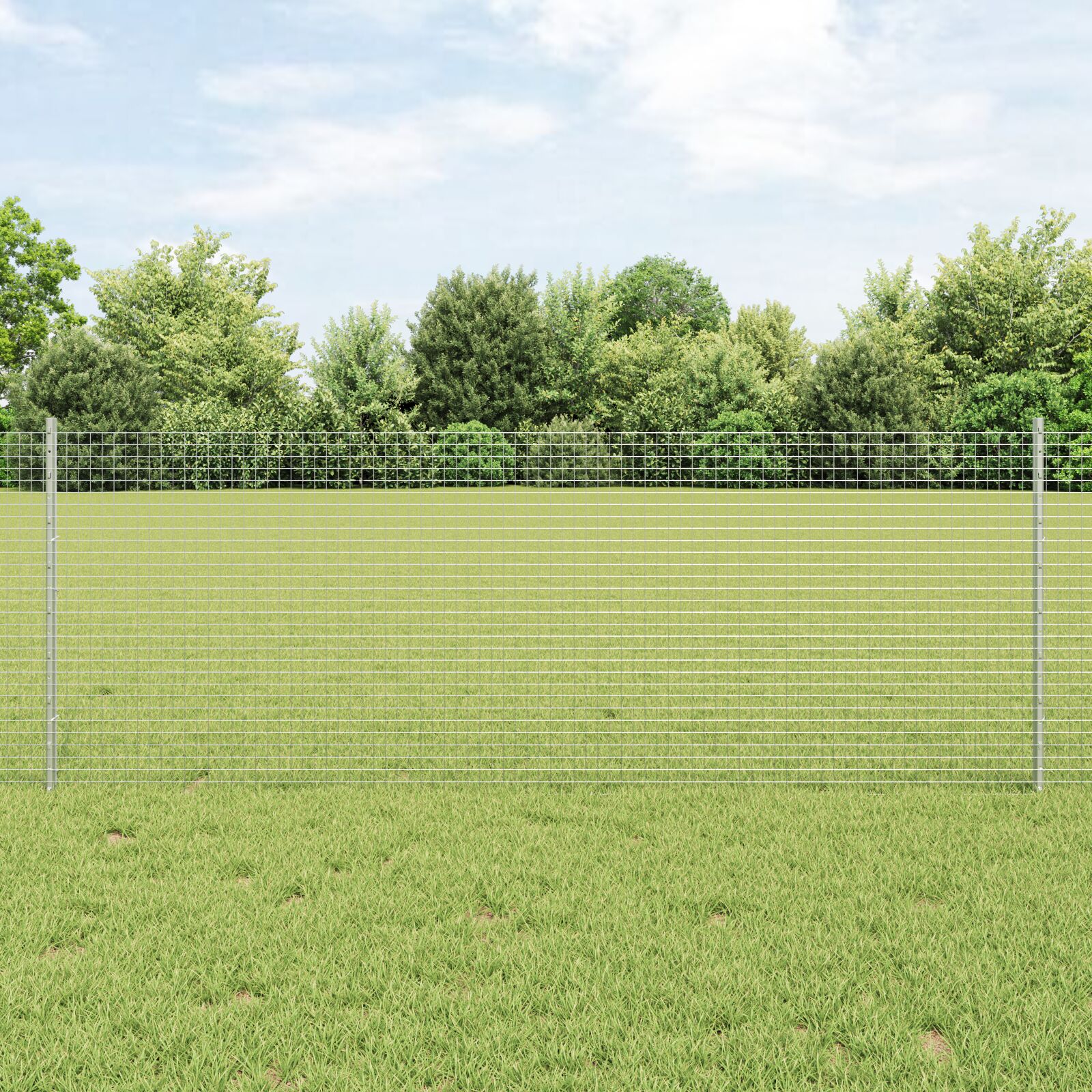 Schweißdrahtzaun mit 5 U-Posts Silber 0.8x10 m Stahl