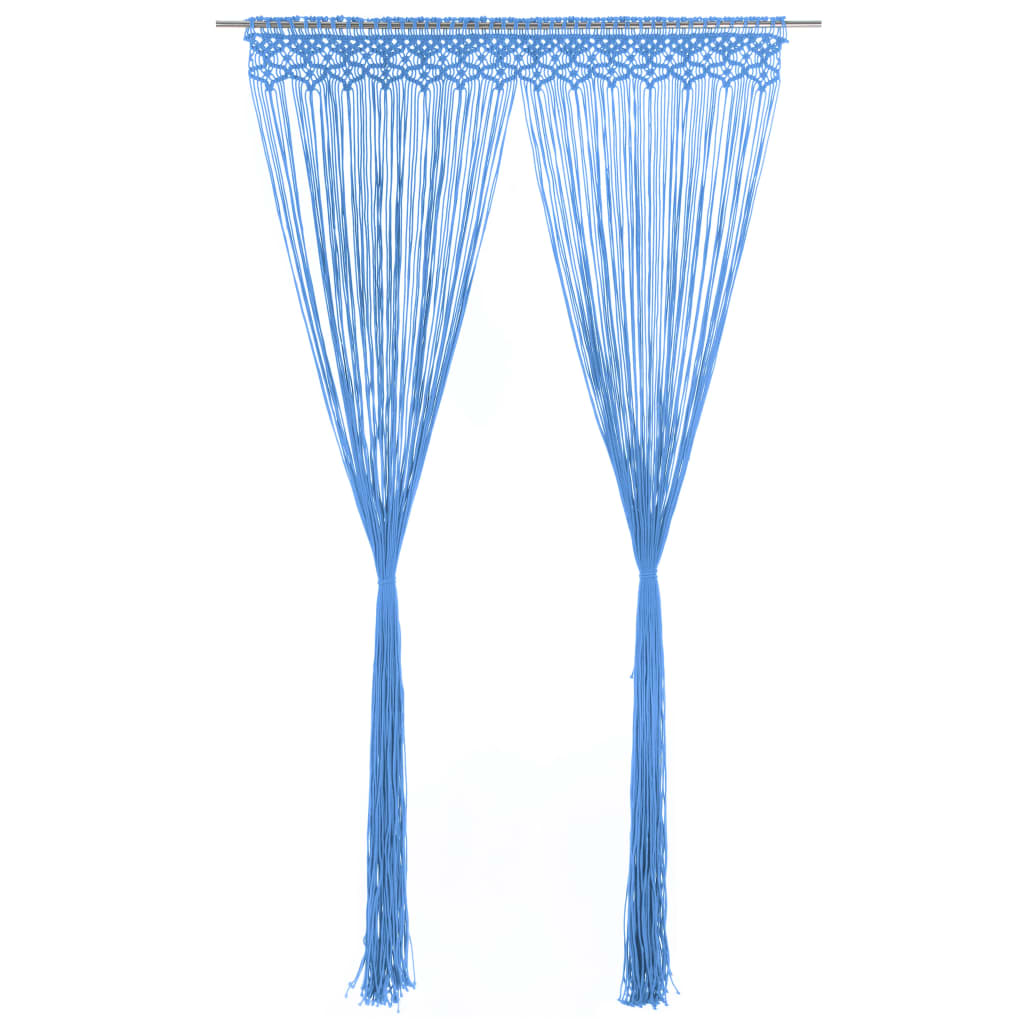 Makramee Vorhang Blau 140x240 cm Baumwolle