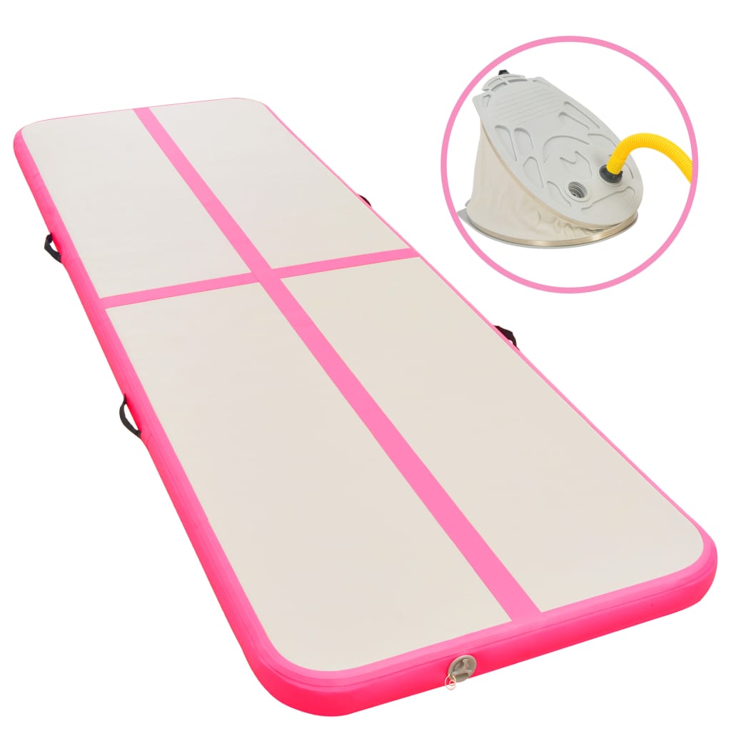 Aufblasbare Gymnastikmatte mit Pumpe 500x100x10 cm PVC Rosa Aufblasbare Gymnastikmatte mit Pumpe 500x100x10 cm PVC Rosa