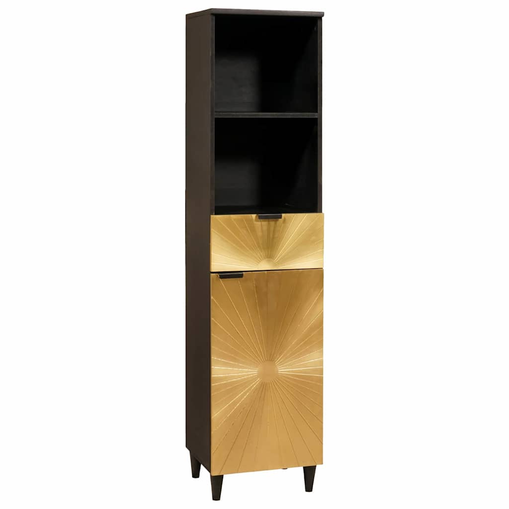 Badezimmer Schrank mit Regal Schwarz und Gold 38 x 33 x 160 cm