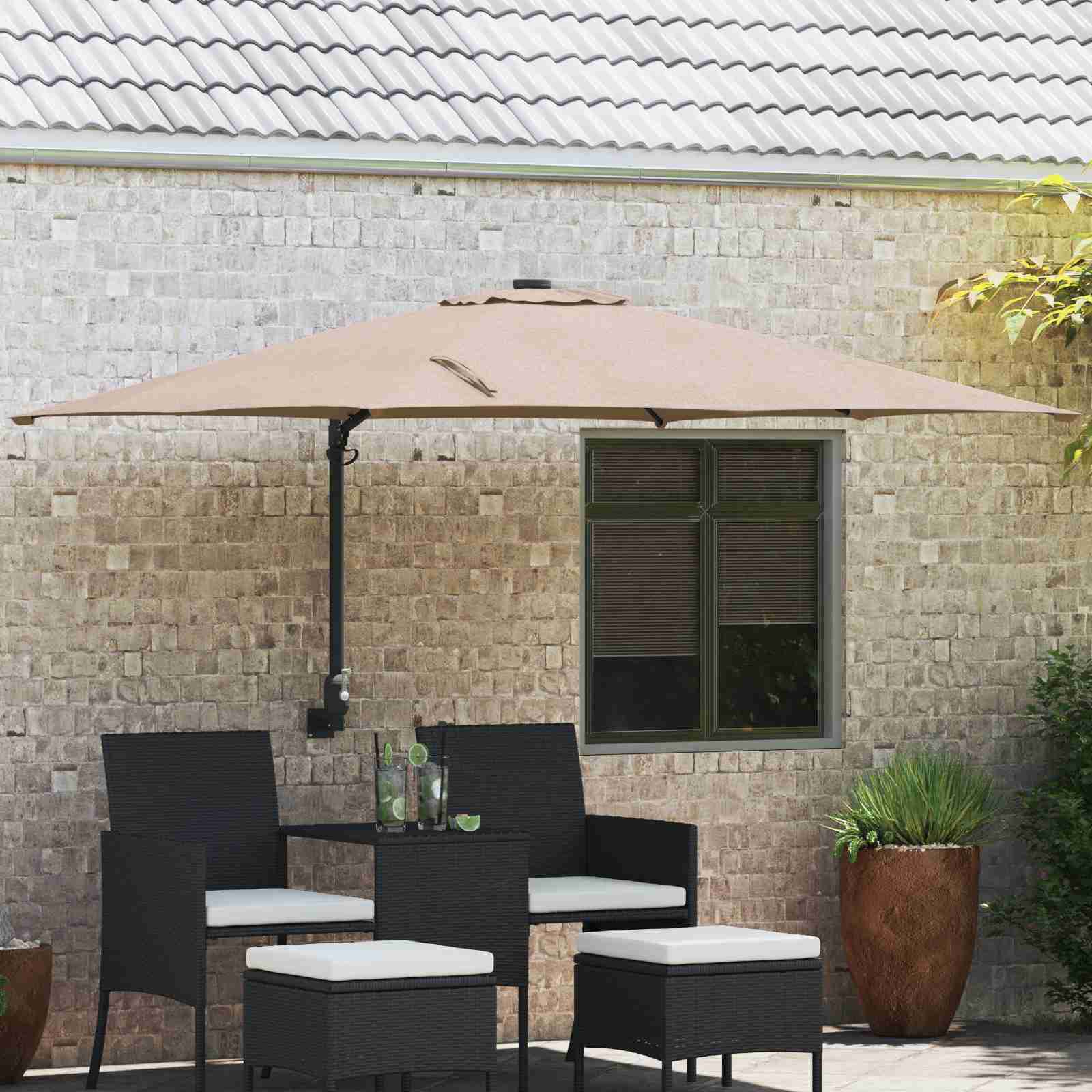 Patio-Schirm Taupe Polyester Groß Faltbar Rechteckig Modern Patio-Schirm Taupe Polyester Groß Faltbar Rechteckig Modern