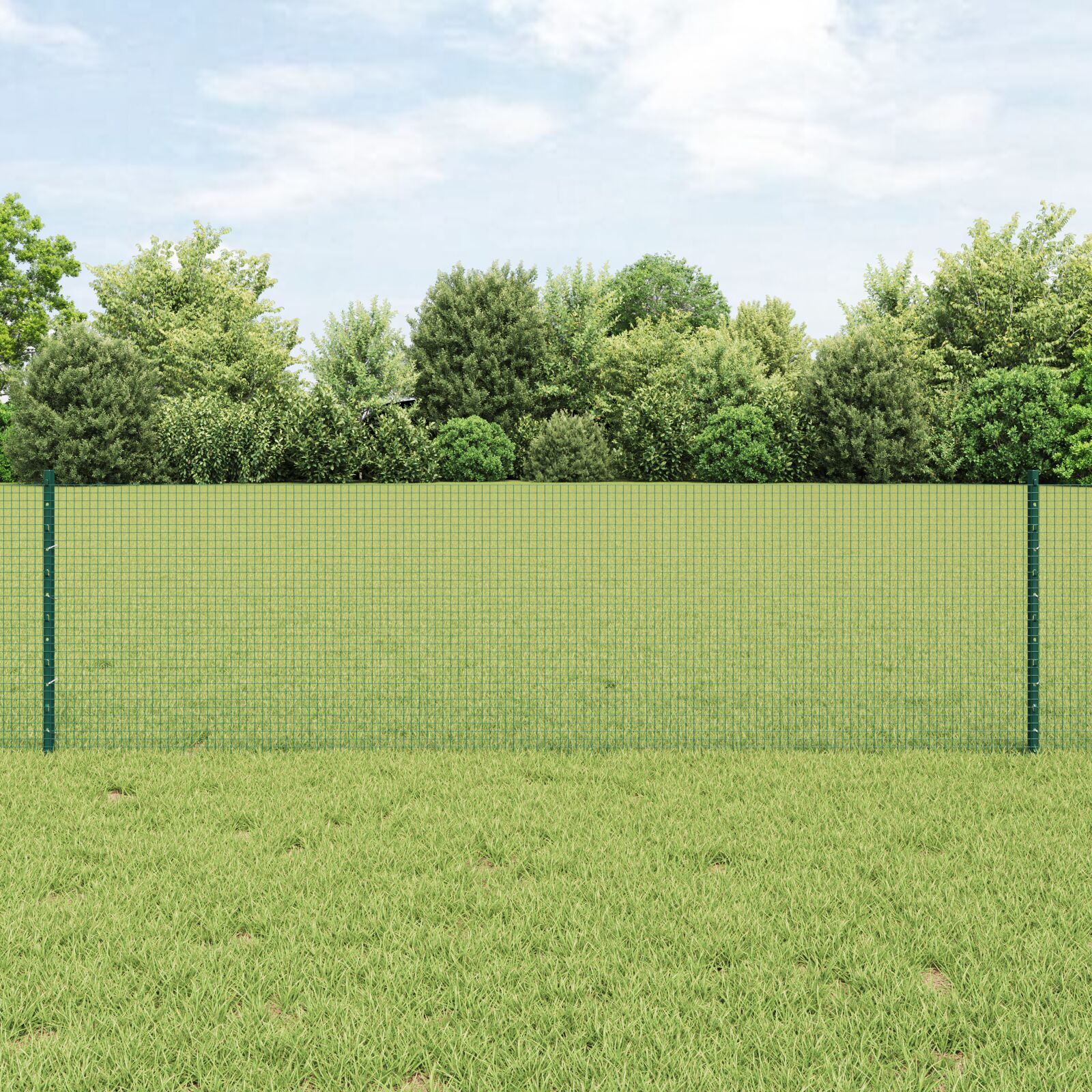 Geschweißter Drahtzaun mit 11 U-Posten Grün 0,6x25 m Stahl