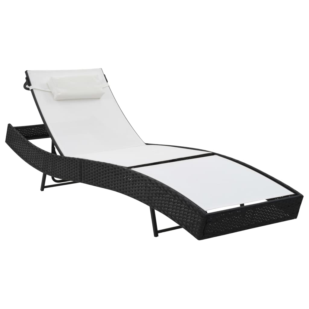 Sonnenliege mit Kissen Poly-Rattan Schwarz Sonnenliege mit Kissen Poly-Rattan Schwarz