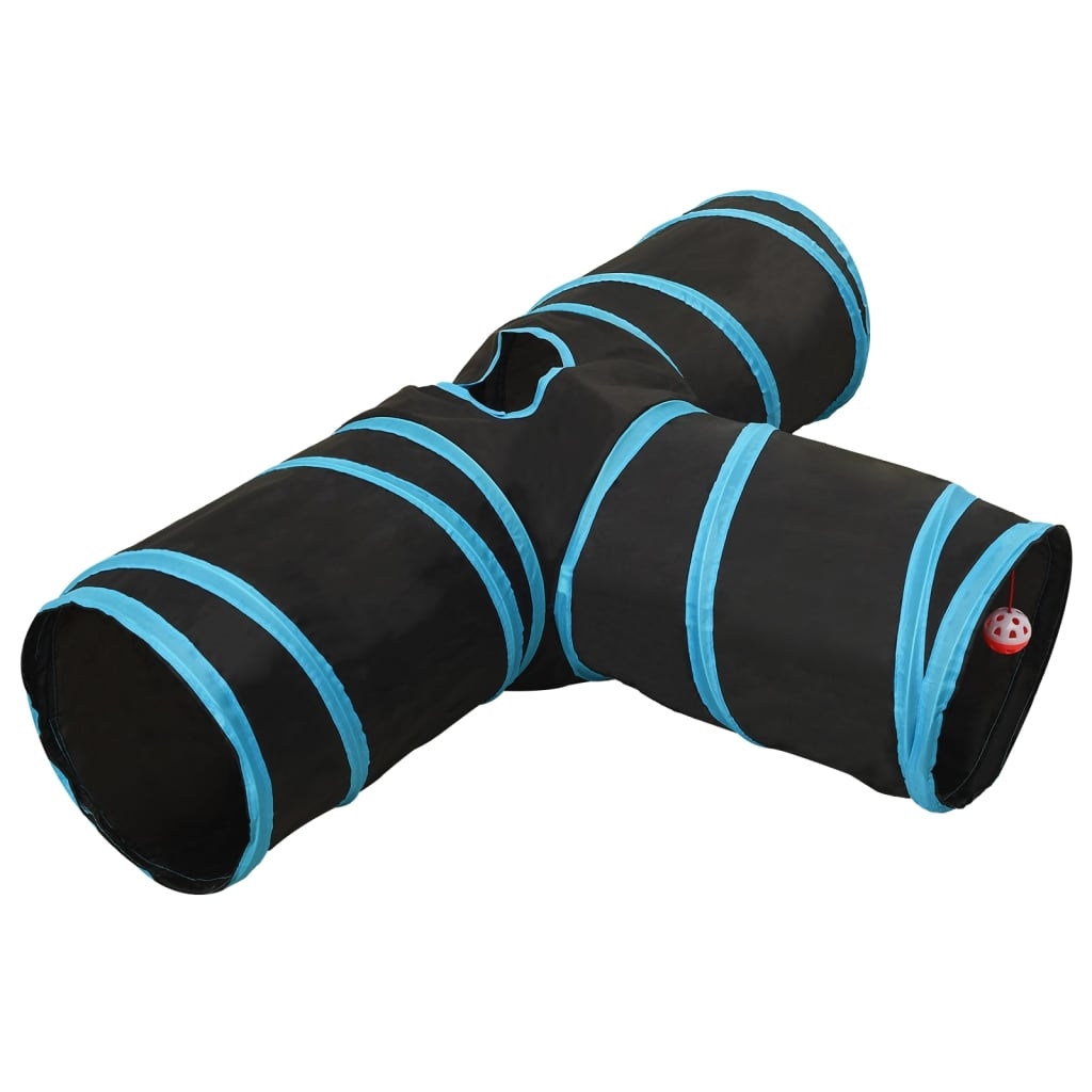 Katzentunnel 3-Wege Schwarz und Blau 90 cm Polyester Katzentunnel 3-Wege Schwarz und Blau 90 cm Polyester
