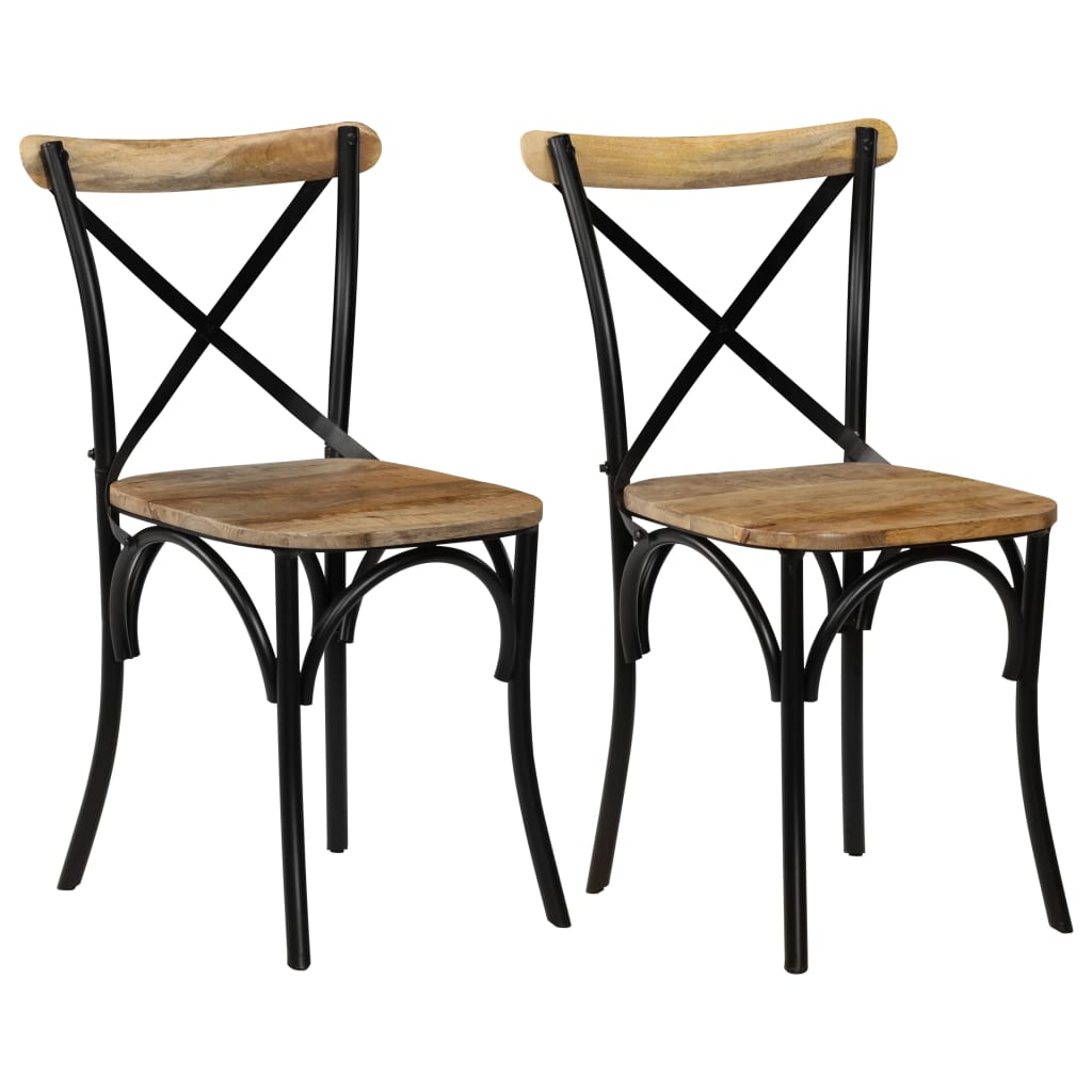 Esszimmerstühle 2 Stk. Schwarz Mango-Massivholz Esszimmerstühle 2 Stk. Schwarz Mango-Massivholz