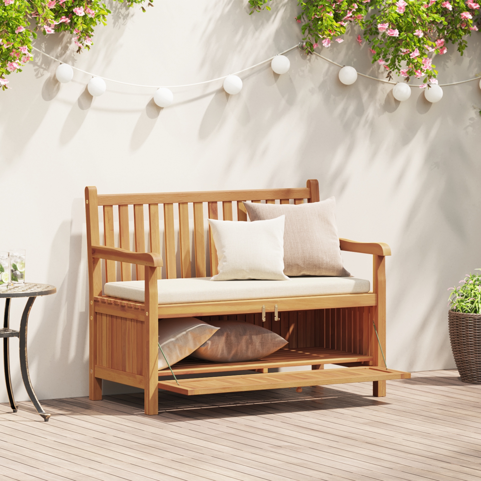 Gartenaufbewahrungsbank Braun 228 x 60 x 90 cm Teak-Massivholz Gartenaufbewahrungsbank Braun 228 x 60 x 90 cm Teak-Massivholz