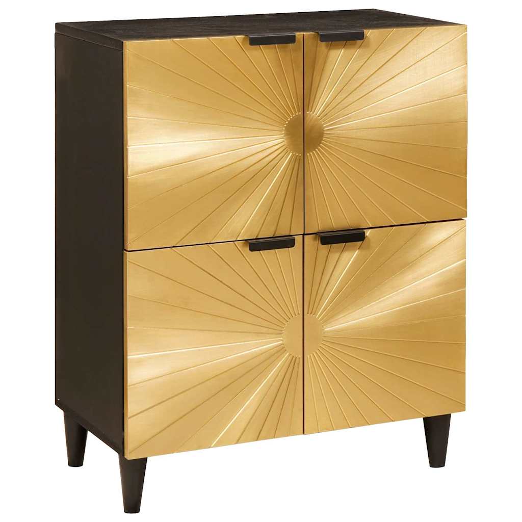 Beistellschrank mit Speicher Schwarz und Gold 60 x 33.5 x 75 cm