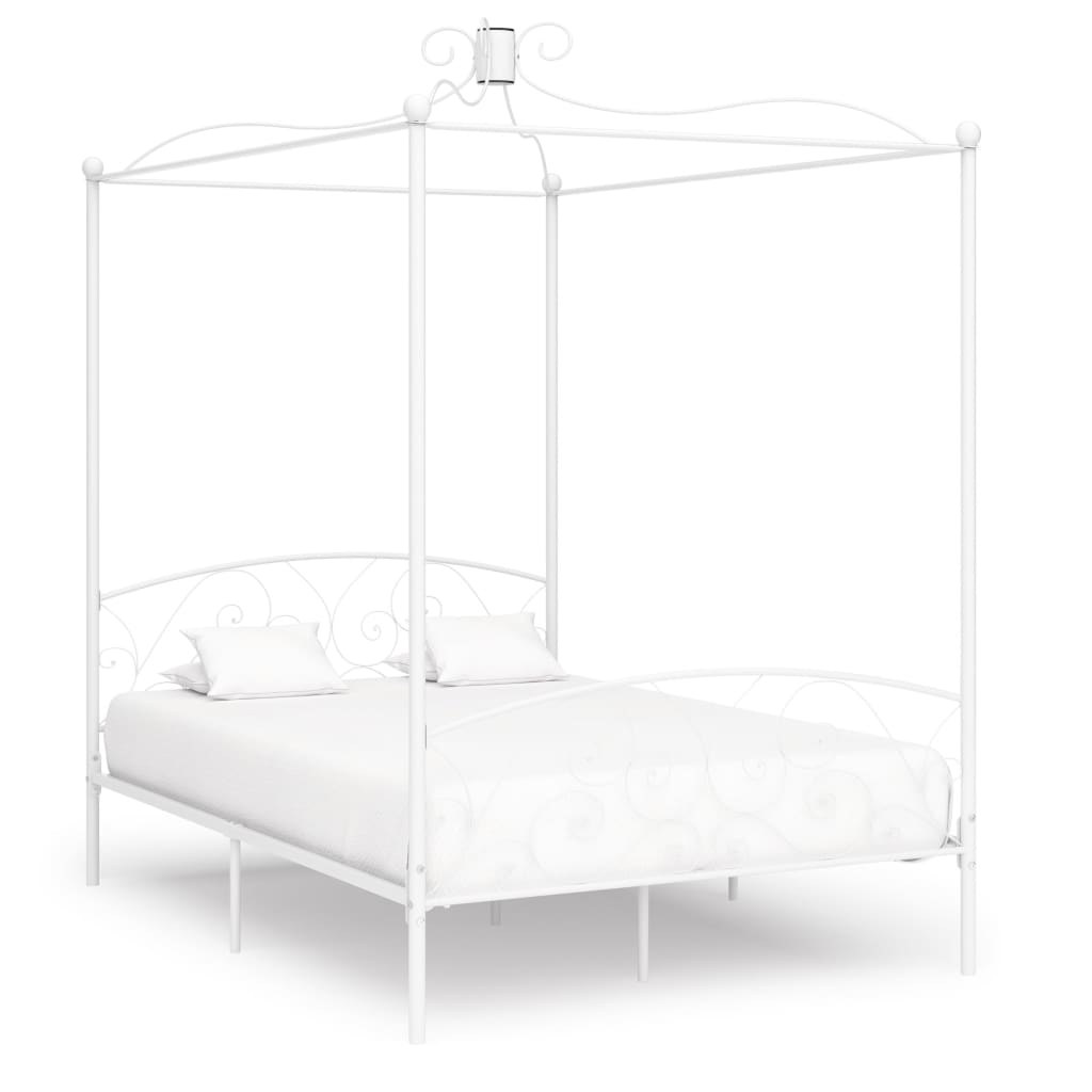 Himmelbett-Gestell Weiß Metall 140 x 200 cm Himmelbett-Gestell Weiß Metall 140 x 200 cm