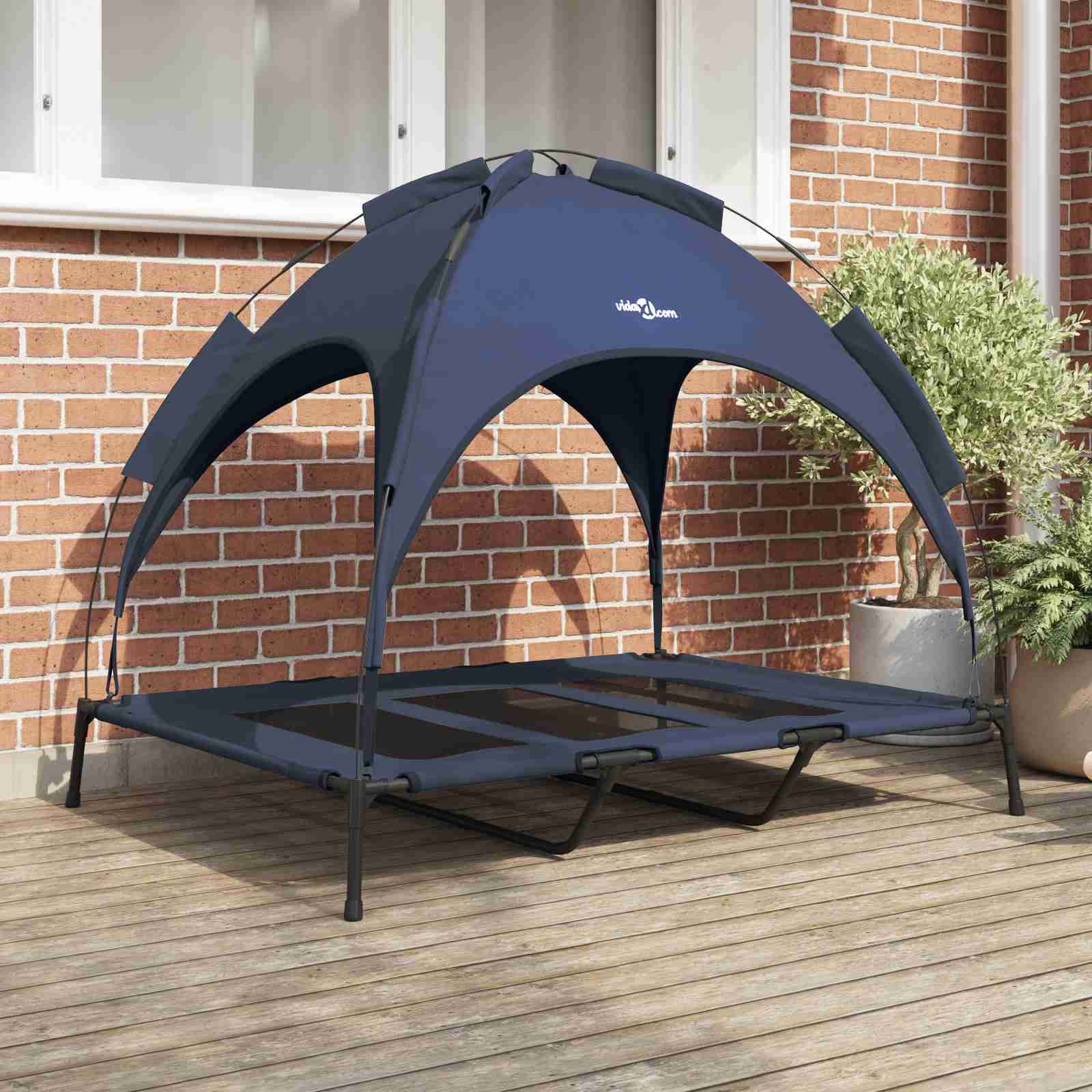 Erhöhtes Hundebett mit abnehmbarem Dach Marine Blau XL Stahl Erhöhtes Hundebett mit abnehmbarem Dach Marine Blau XL Stahl