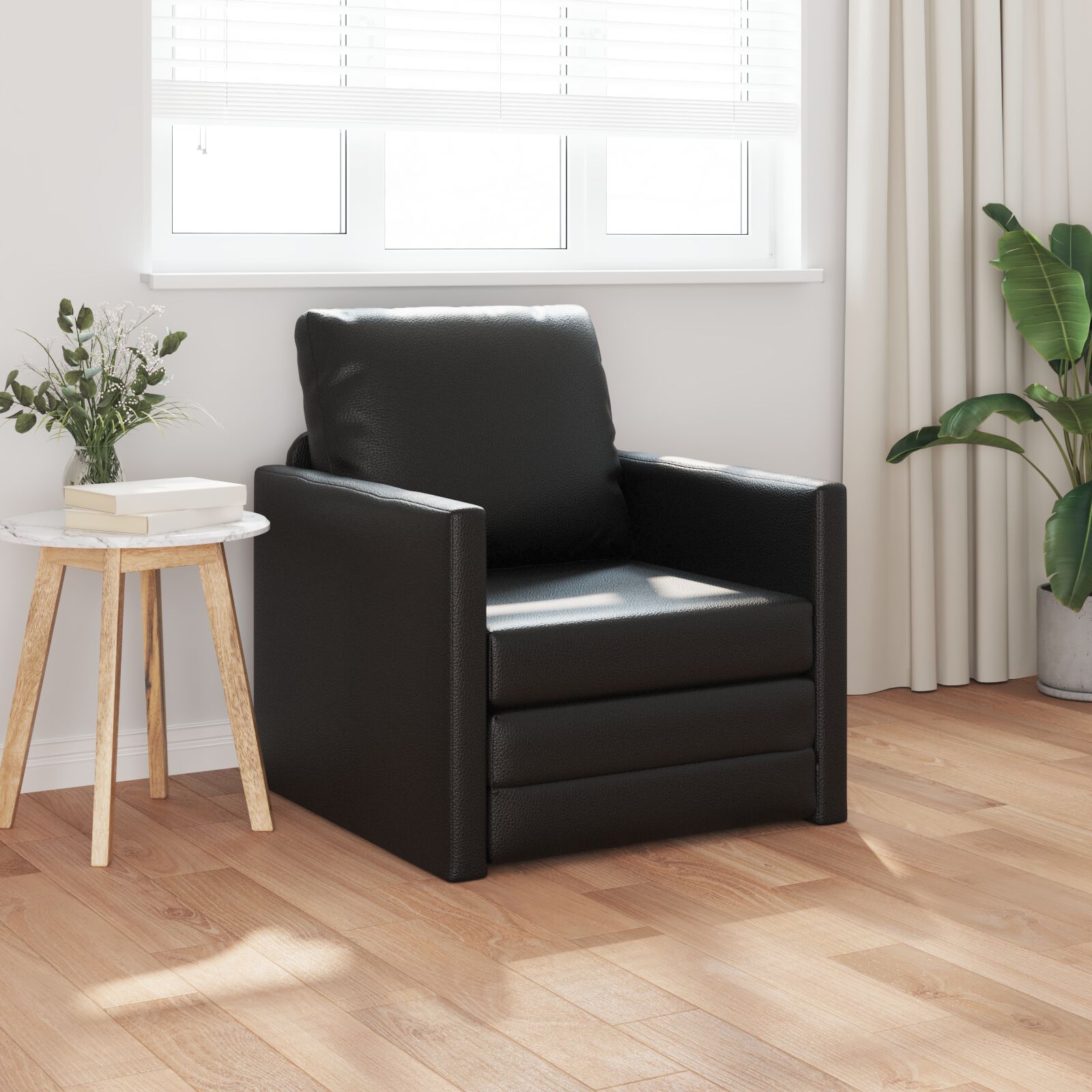 Futon Sofa Bett 2-in-1 Schwarz 74x77x81 cm Kunstleder Futon Sofa Bett 2-in-1 Schwarz 74x77x81 cm Kunstleder