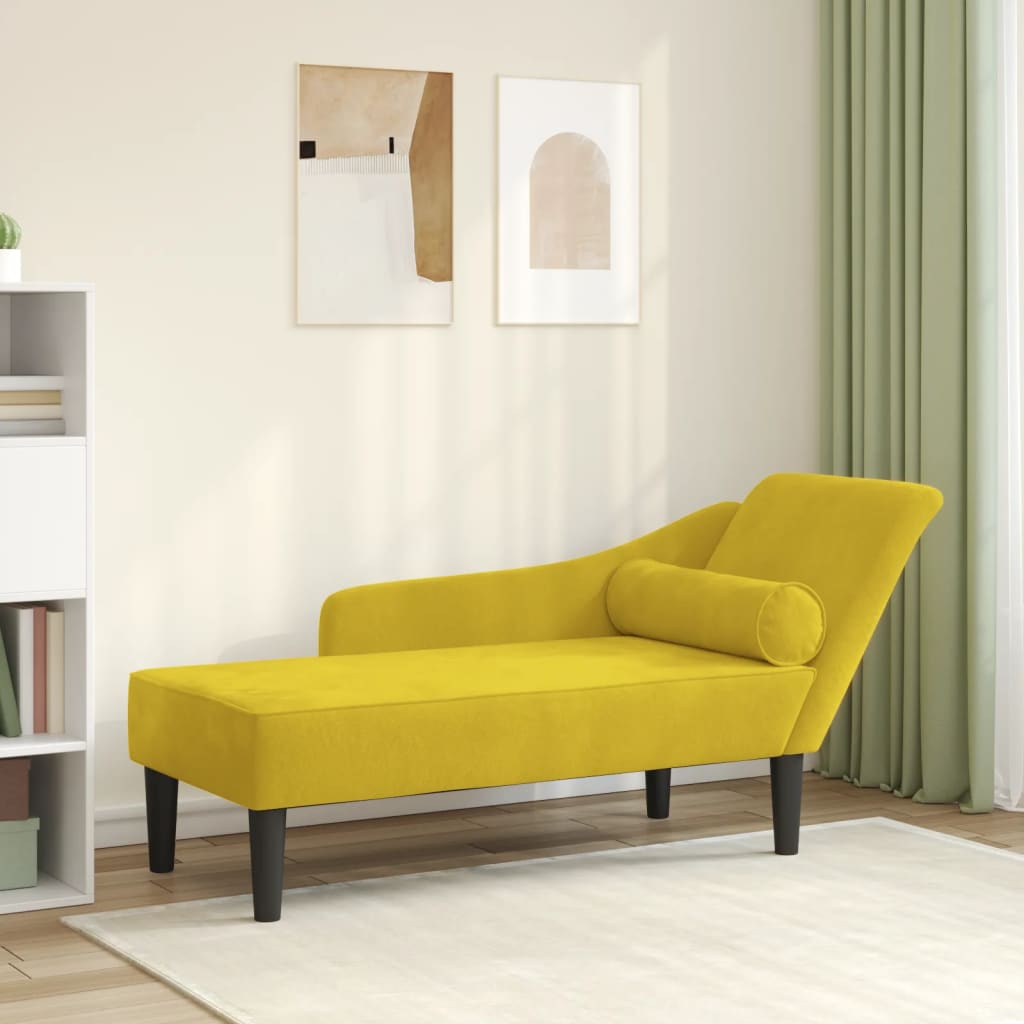 Chaiselongue mit Kissen Gelb Samt Chaiselongue mit Kissen Gelb Samt