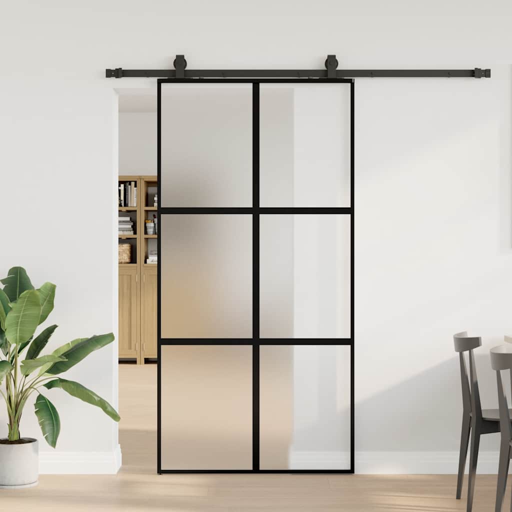 Schiebetür mit Beschlag Schwarz 102,5x205 cm Hartglas Schiebetür mit Beschlag Schwarz 102,5x205 cm Hartglas