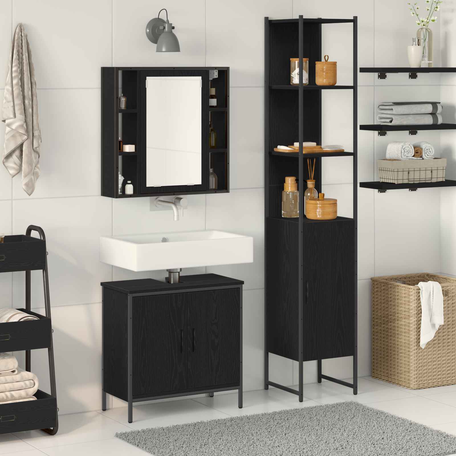 Waschbecken Schrank schwarze Eiche 60x30x60 cm Holzwerkstoff Waschbecken Schrank schwarze Eiche 60x30x60 cm Holzwerkstoff