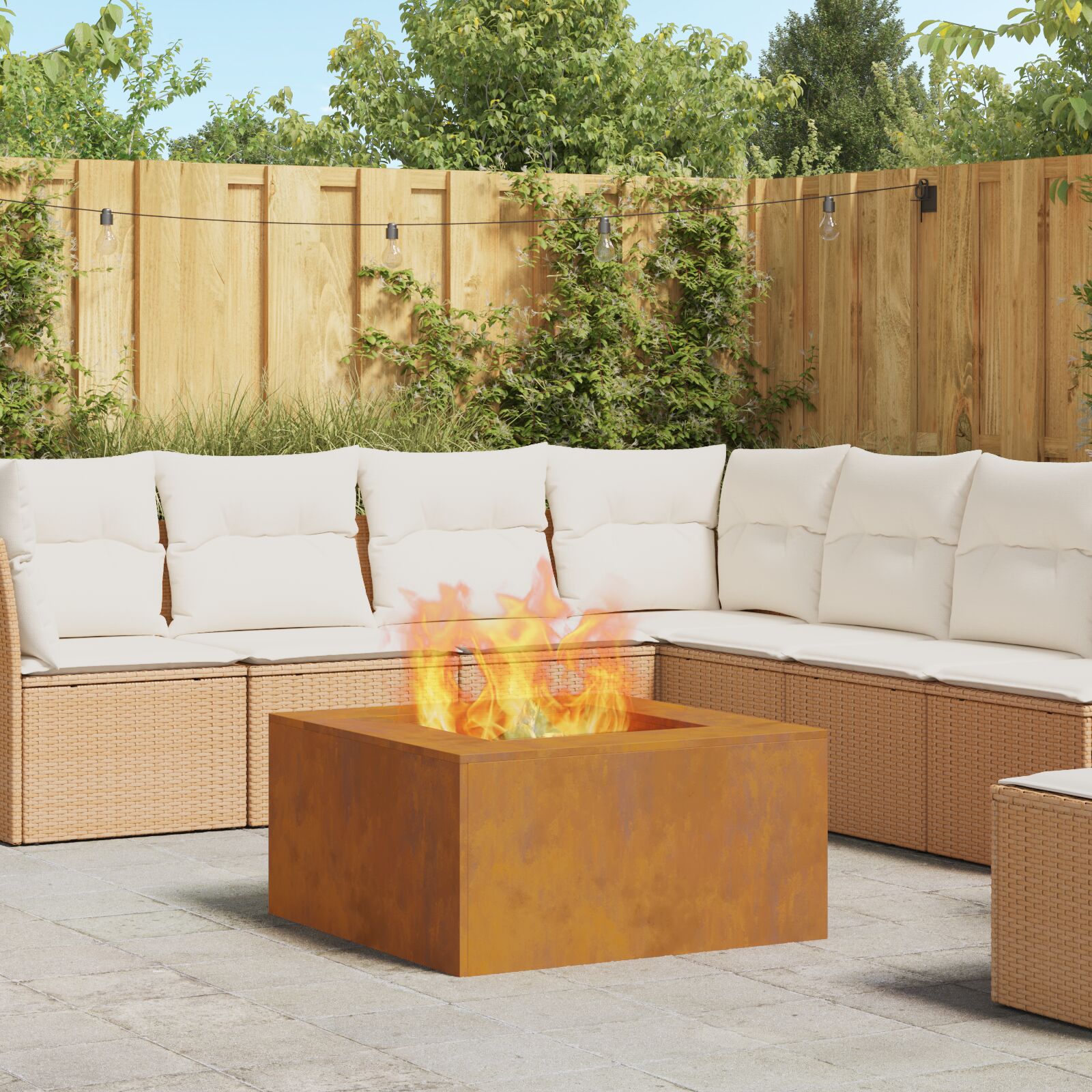 vidaXL Feuerstelle Quadrat 80x80x40 cm Wetterfester Stahl vidaXL Feuerstelle Quadrat 80x80x40 cm Wetterfester Stahl