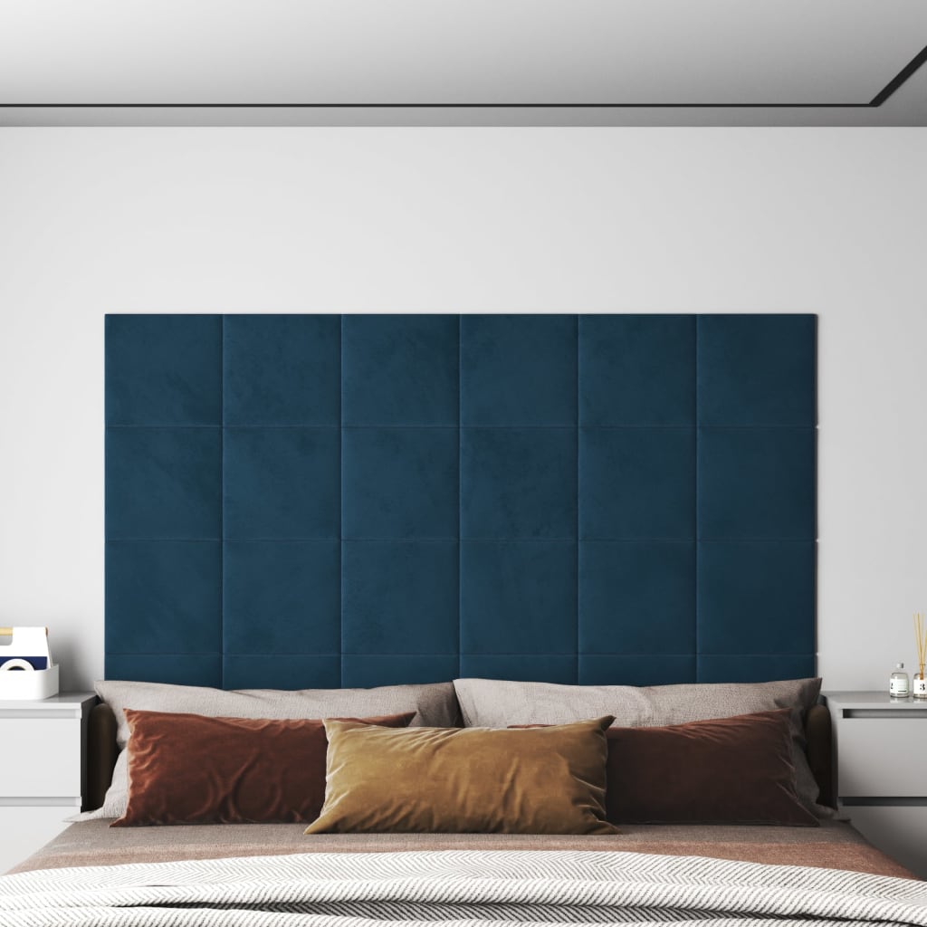 Wandpaneele 12 Stk. Blau 30x30 cm Samt 1,08 m² Wandpaneele 12 Stk. Blau 30x30 cm Samt 1,08 m²