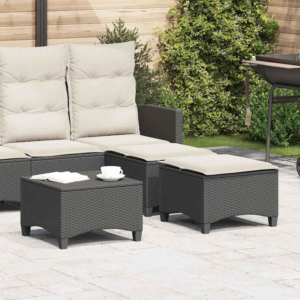 Gartenhocker mit Kissen 2 Stk. Schwarz 55x55x36 cm Poly Rattan Gartenhocker mit Kissen 2 Stk. Schwarz 55x55x36 cm Poly Rattan