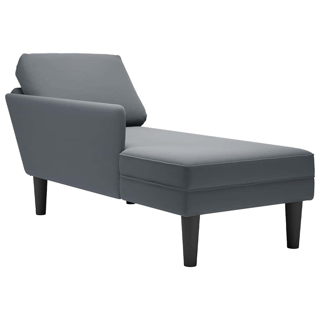 Chaiselongue mit Kissen und Rechter Armlehne Dunkelgrau Samt Chaiselongue mit Kissen und Rechter Armlehne Dunkelgrau Samt