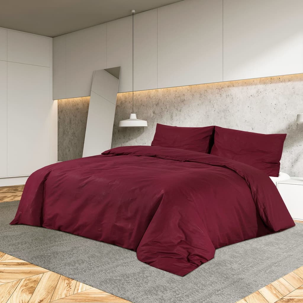 Bettwäsche-Set Bordeauxrot 260x240 cm Leichte Mikrofaser Bettwäsche-Set Bordeauxrot 260x240 cm Leichte Mikrofaser