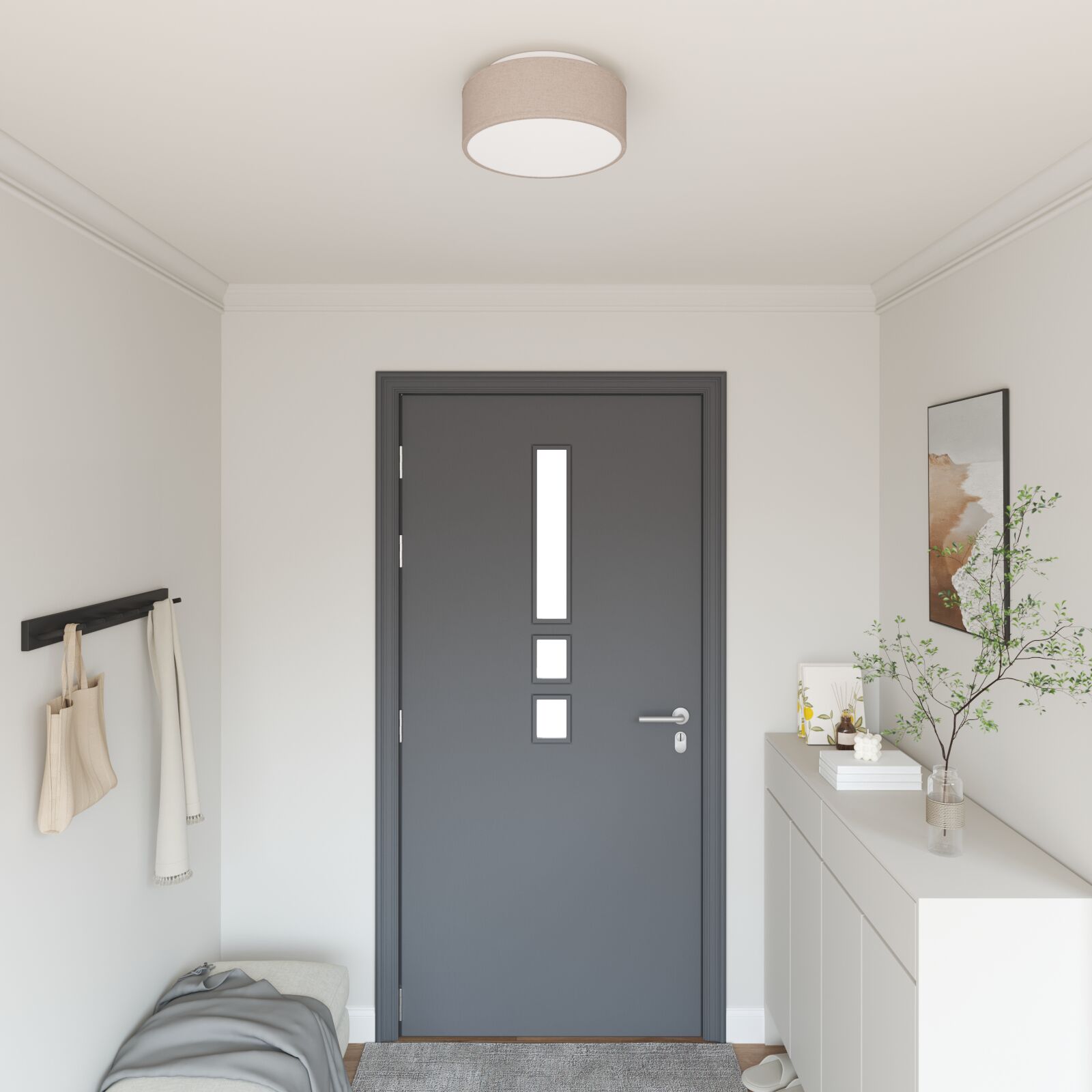 Deckenleuchte Taupe Ø 30 cm Stoff E27 Deckenleuchte Taupe Ø 30 cm Stoff E27
