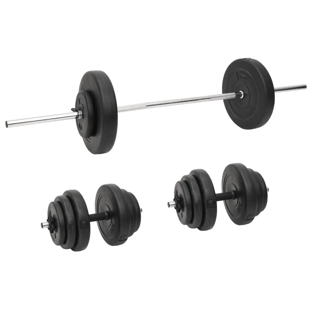 Langhantel und Kurzhantel mit Gewichten 60 kg Langhantel und Kurzhantel mit Gewichten 60 kg