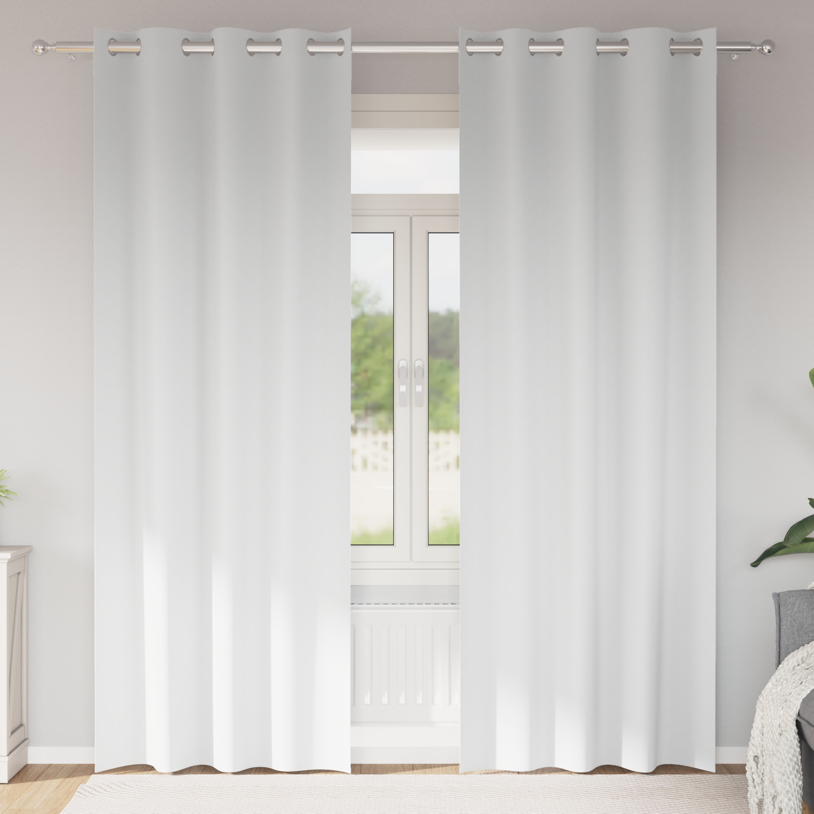 Vorhänge mit Vorhängen 2 pcs Reinweiß 260 x 140 cm Polyester Vorhänge mit Vorhängen 2 pcs Reinweiß 260 x 140 cm Polyester