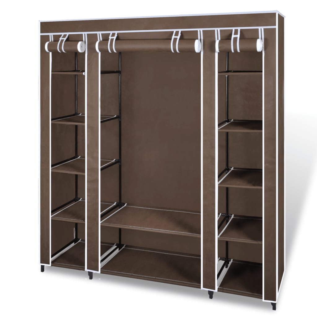 Stoffschrank mit Fächern und Stangen 45×150×176 cm Braun Stoffschrank mit Fächern und Stangen 45×150×176 cm Braun