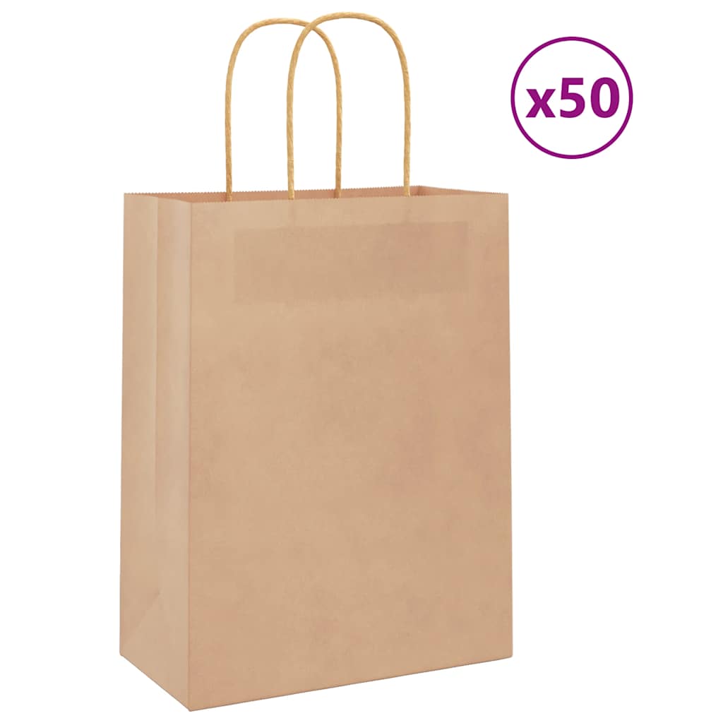 Papiertragetaschen 50 Stk. mit Henkeln Braun 21x11x28 cm Papiertragetaschen 50 Stk. mit Henkeln Braun 21x11x28 cm
